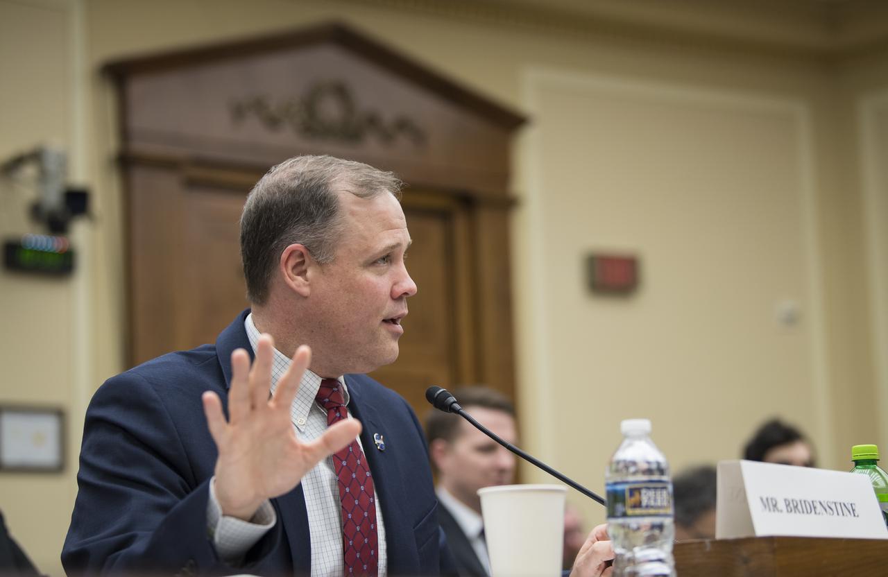 NASA Administrator Jim Bridenstine testifies during a House Committee on Science, Space, and Technology hearing to review the Fiscal Year 2020 budget request for the National Aeronautics and Space Administration, Tuesday, April 2, 2019 at the Rayburn House Office Building in Washington. Photo Credit: (NASA/Aubrey Gemignani)
