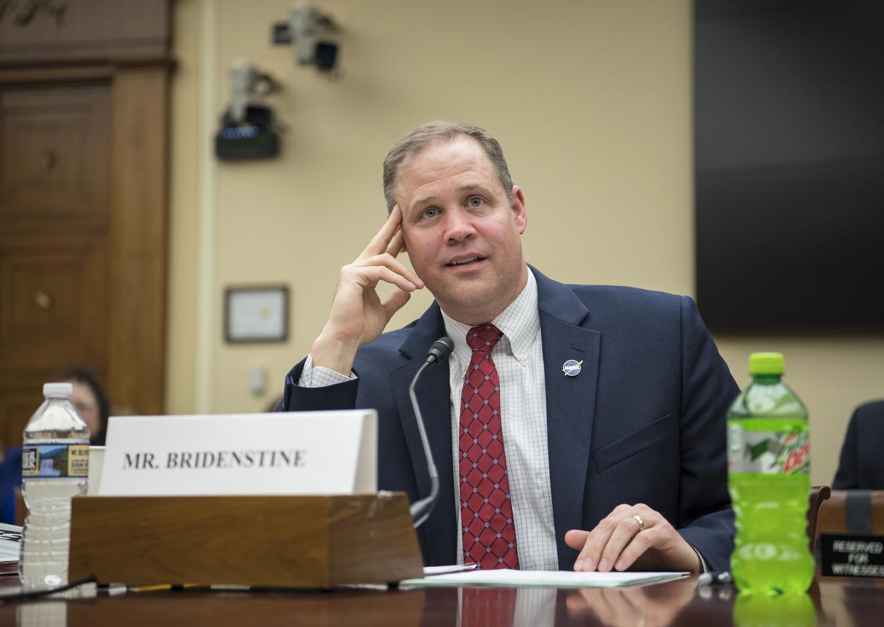 NASA Administrator Jim Bridenstine testifies during a House Committee on Science, Space, and Technology hearing to review the Fiscal Year 2020 budget request for the National Aeronautics and Space Administration, Tuesday, April 2, 2019 at the Rayburn House Office Building in Washington. Photo Credit: (NASA/Aubrey Gemignani)