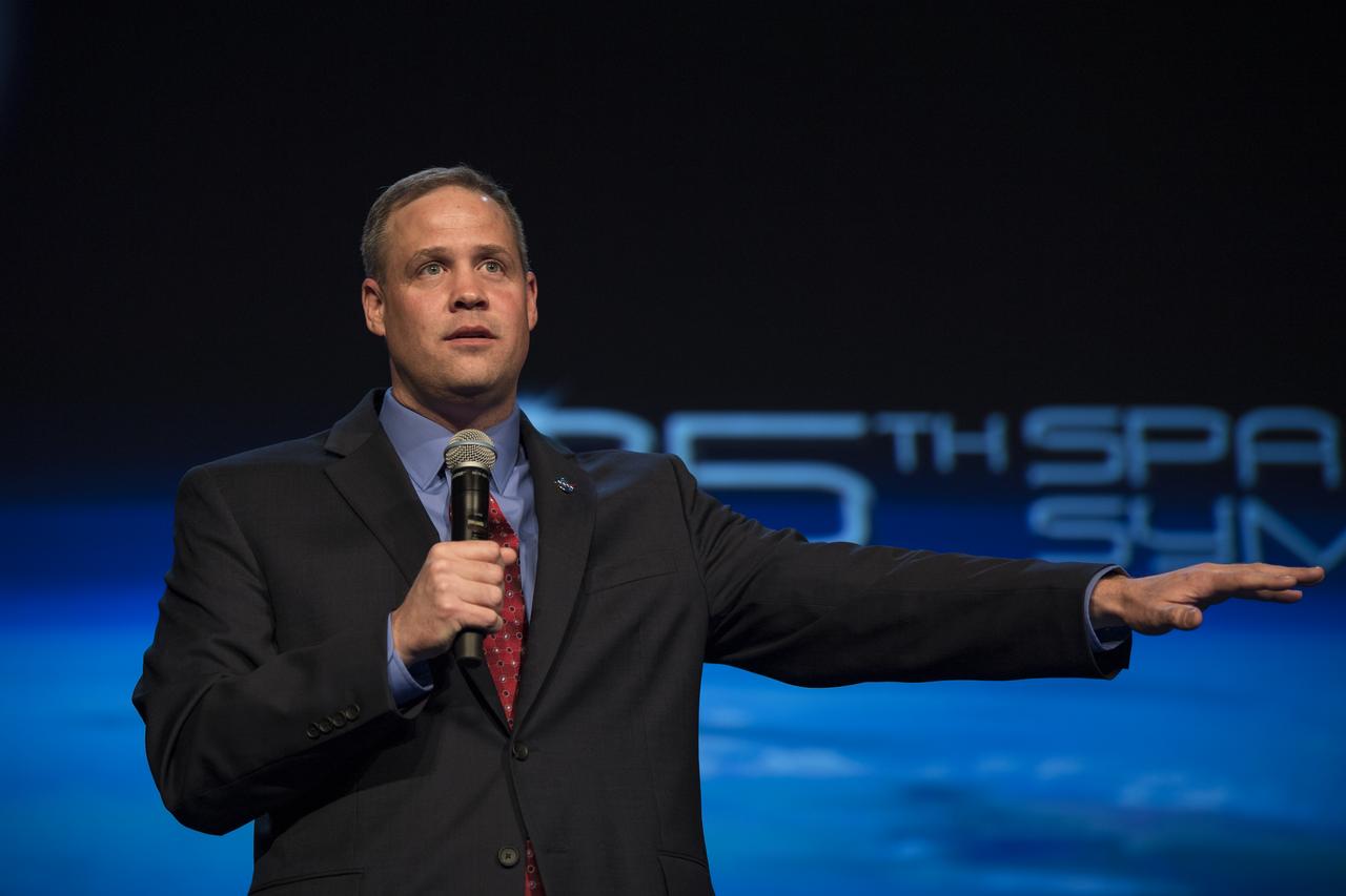 NASA Administrator Jim Bridenstine gives keynote remarks at the Space Symposium, Tuesday, April 9, 2019, at Broadmoor Hall in Colorado Springs, Colorado. Representatives from the space industry, military, and news media were in attendance. Photo credit: (NASA/Aubrey Gemignani)