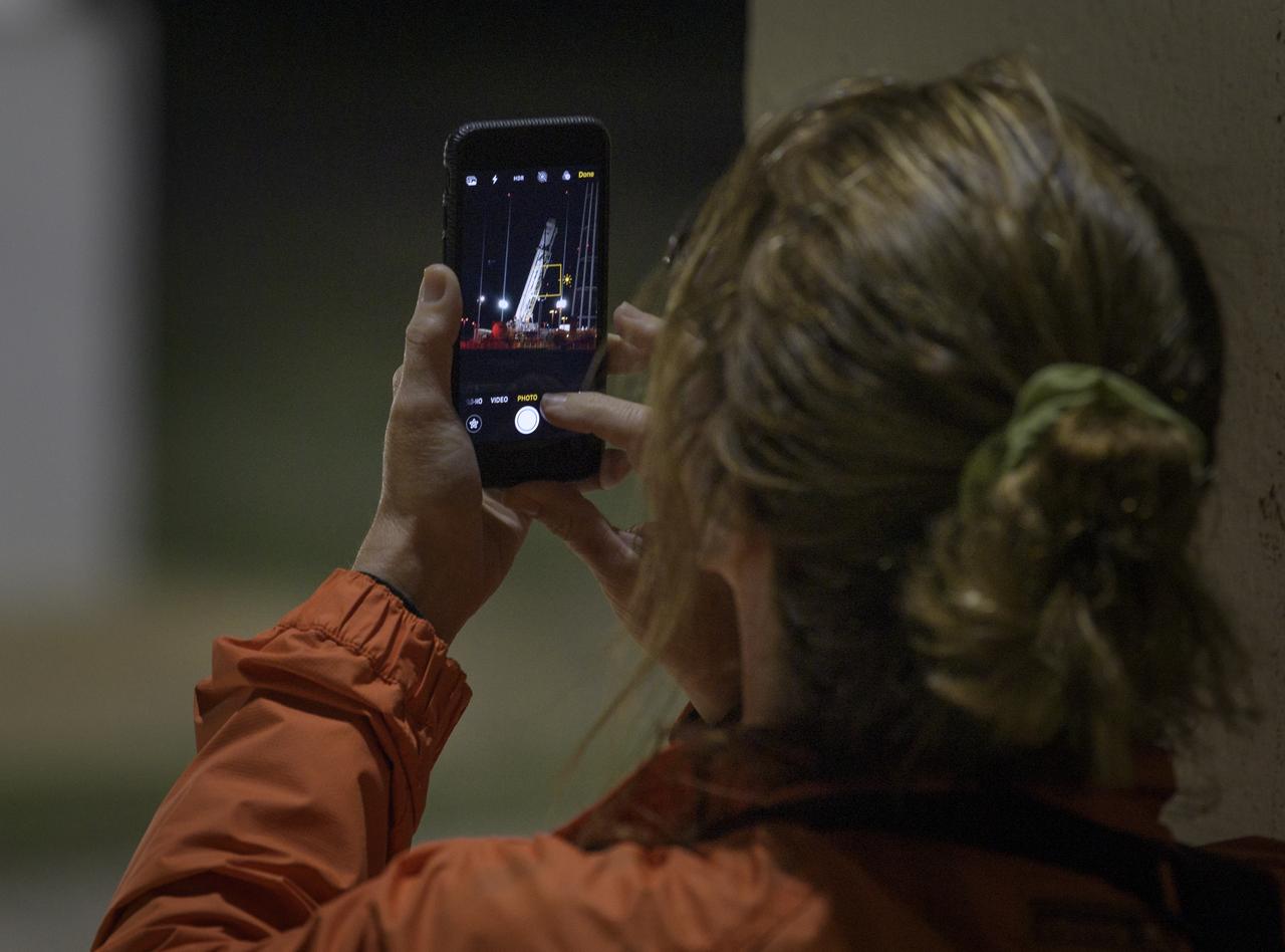 A Northrop Grumman Antares rocket carrying a Cygnus resupply spacecraft is raised into a vertical position on Pad-0A, Monday, April 15, 2019. Northrop Grumman’s 11th contracted cargo resupply mission with NASA to the International Space Station will deliver about 7,600 pounds of science and research, crew supplies and vehicle hardware to the orbital laboratory and its crew. Photo Credit: (NASA/Bill Ingalls)