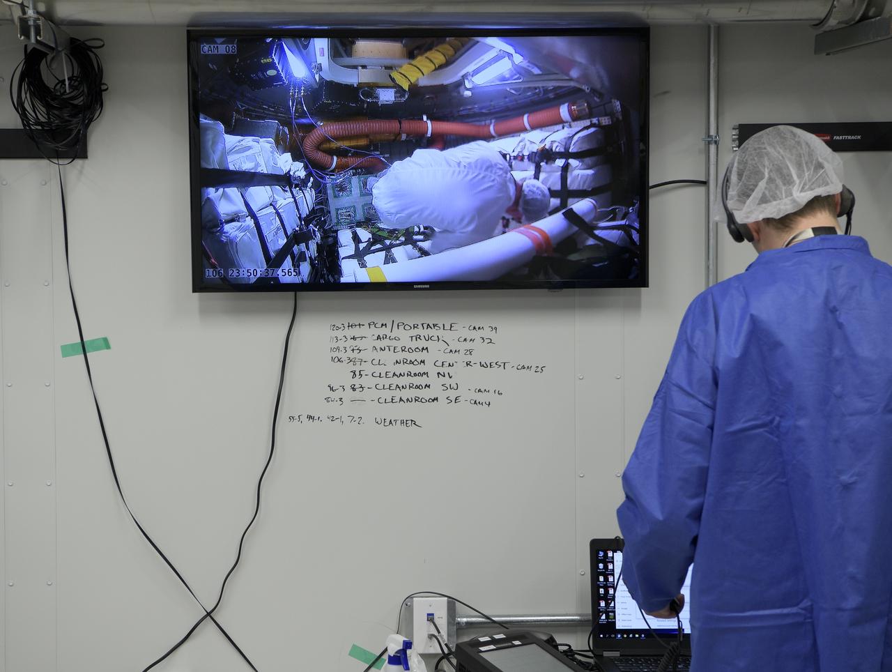 Mission engineers load the final cargo into the Cygnus resupply spacecraft onboard the Northrop Grumman Antares rocket, Tuesday, April 16, 2019 at launch Pad-0A of NASA's Wallops Flight Facility in Virginia. Northrop Grumman’s 11th contracted cargo resupply mission with NASA to the International Space Station will deliver about 7,600 pounds of science and research, crew supplies and vehicle hardware to the orbital laboratory and its crew. Photo Credit: (NASA/Bill Ingalls)