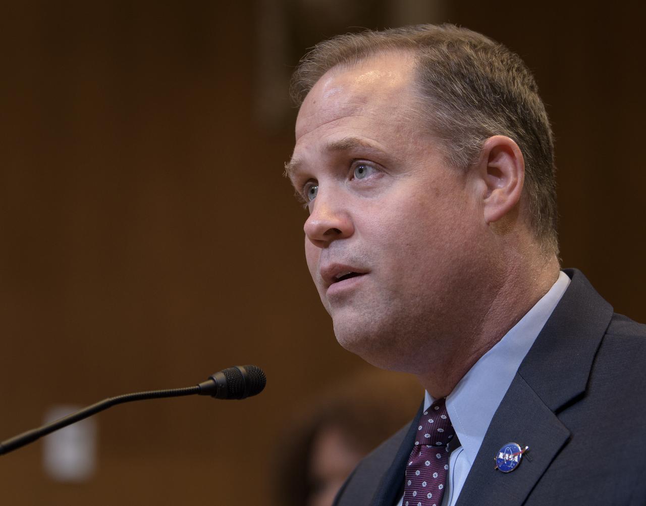 NASA Administrator Jim Bridenstine testifies before the US Senate Appropriations Subcommittee on Commerce, Justice, Science, and Related Agencies during a budget review hearing, Wednesday, May 1, 2019, at the Dirksen Senate Office Building in Washington. Photo Credit: (NASA/Bill Ingalls)