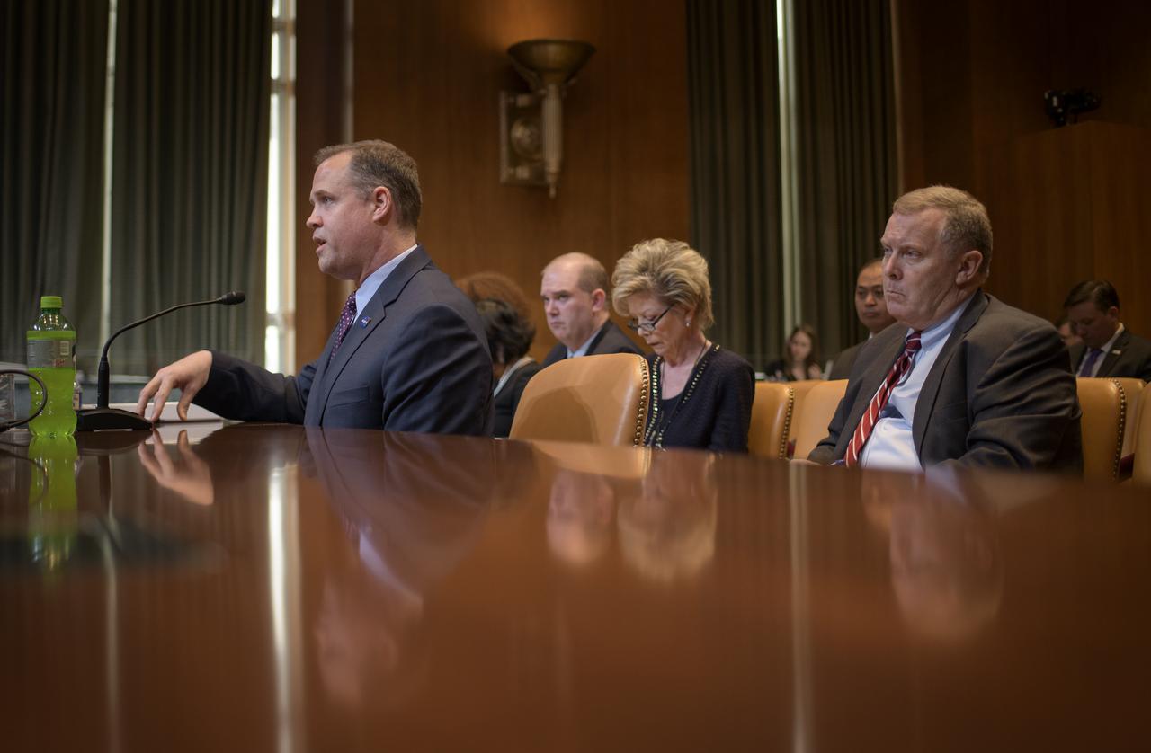 NASA Administrator Jim Bridenstine testifies before the US Senate Appropriations Subcommittee on Commerce, Justice, Science, and Related Agencies during a budget review hearing, Wednesday, May 1, 2019, at the Dirksen Senate Office Building in Washington. Photo Credit: (NASA/Bill Ingalls)