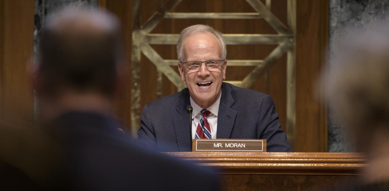 Sen. Jerry Moran, R-Kan., chairman of the Subcommittee on Commerce, Justice, Science, and Related Agencies, questions NASA Administrator Jim Bridenstine during a budget review hearing, Wednesday, May 1, 2019, at the Dirksen Senate Office Building in Washington. Photo Credit: (NASA/Bill Ingalls)