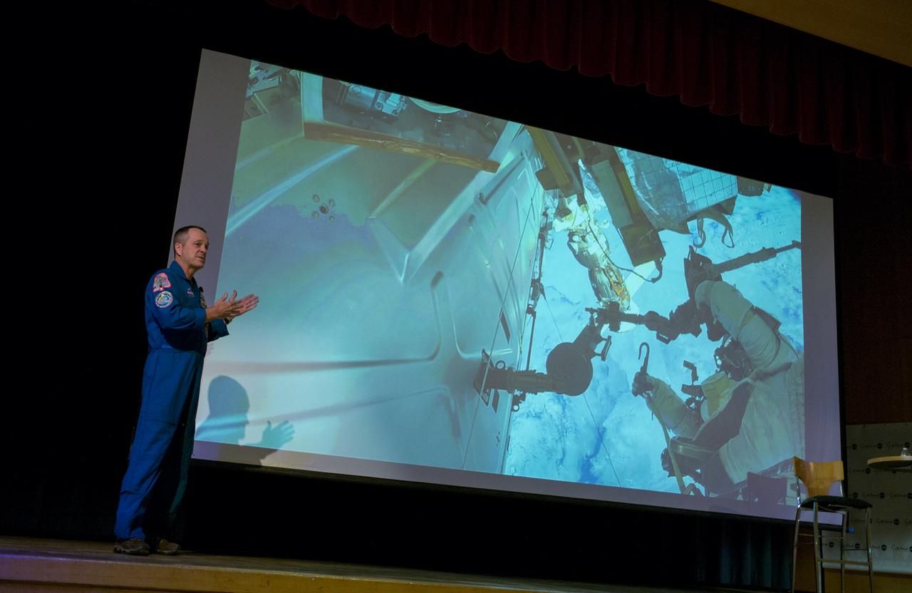NASA astronaut Ricky Arnold speaks about his time onboard the International Space Station, Thursday, May 2, 2019 at NASA’s Goddard Space Flight Center in Greenbelt, Md. During Arnold’s 197 days onboard the International Space Station, as part of Expeditions 55 and 56, he ventured outside the space station on three spacewalks in addition to conducting numerous experiments and educational downlink events. Photo Credit: (NASA/Joel Kowsky)