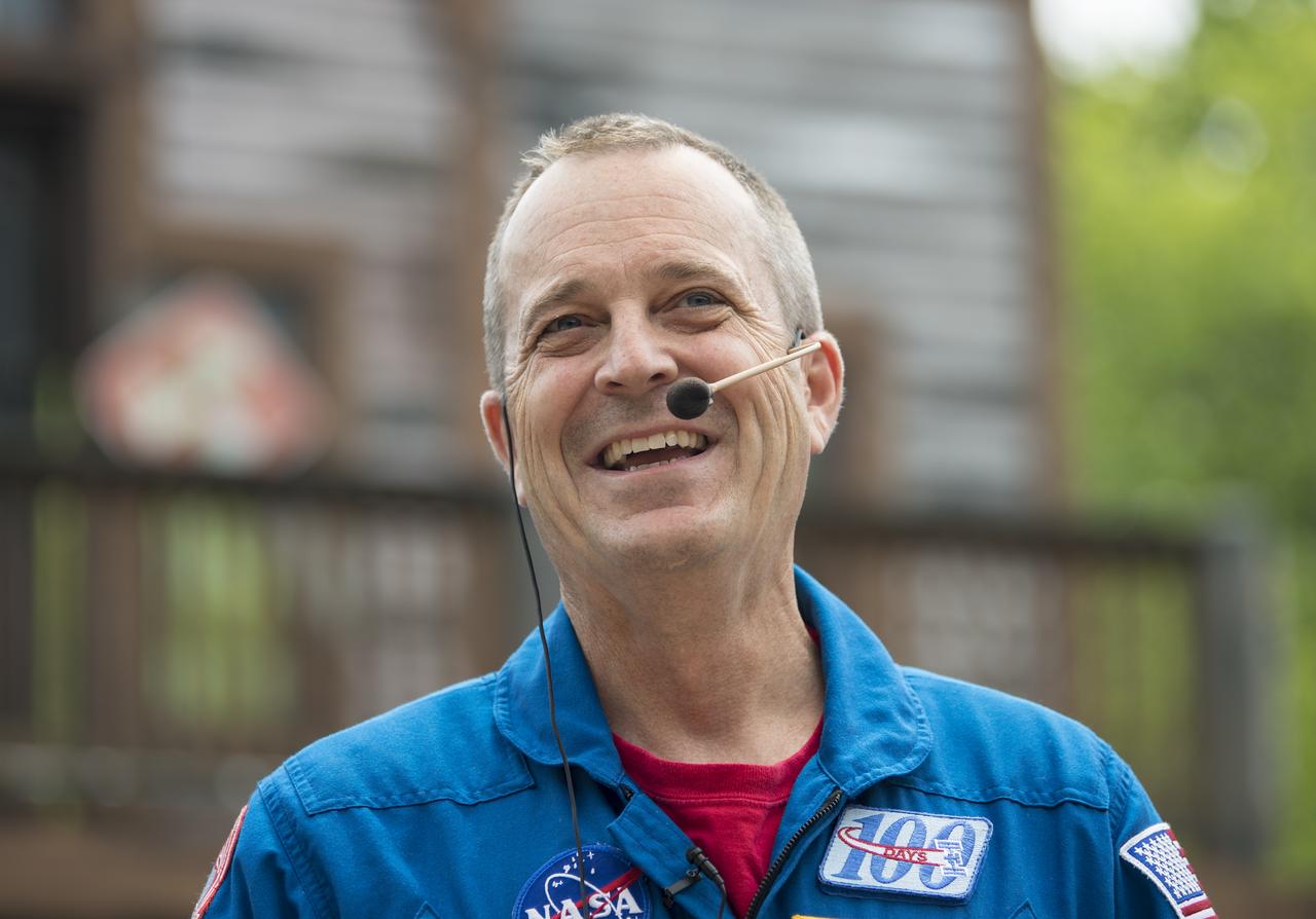 NASA astronaut Ricky Arnold answers questions from the audience about his time onboard the International Space Station (ISS) during a Smithsonian National Air and Space Museum production of Stem in 30, Friday, May 3, 2019 at Six Flags America theme park in Upper Marlboro, MD. During Expedition 55/56, Arnold completed three spacewalks for a total of 19.5 hours outside the space station, and concluded his 197 day mission when he landed in a remote area near the town of Zhezkazgan, Kazakhstan in Oct. 2018. He also flew to the space station on shuttle mission STS-119 to deliver the final pair of power-generating solar array wings. Photo Credit: (NASA/Aubrey Gemignani)