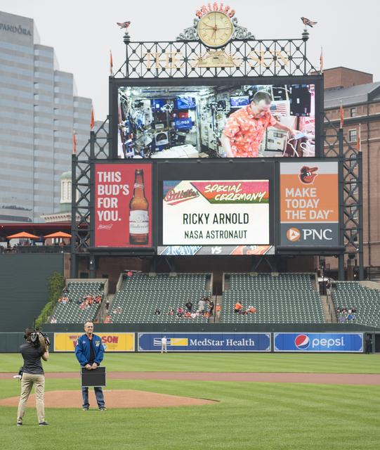 NASA image: Astronaut Ricky Arnold at Baltimore Orioles Game