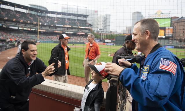 NASA image: Astronaut Ricky Arnold at Baltimore Orioles Game