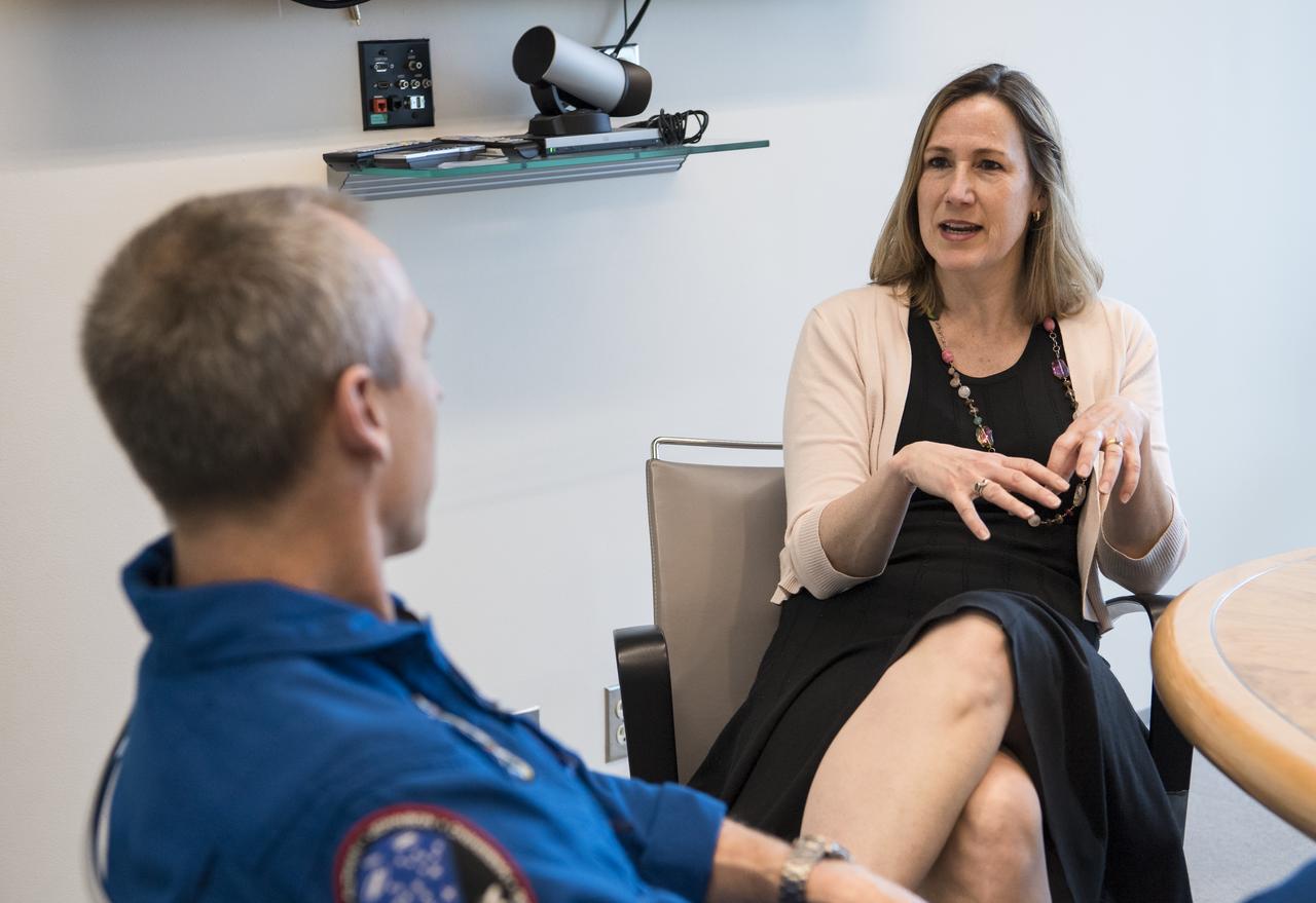 NASA astronaut Drew Feustel speaks with Canadian Deputy Ambassador to the U.S., Kirsten Hillman, about spaceflight at the Embassy of Canada, Monday, May 6, 2019 in Washington. Photo Credit: (NASA/Aubrey Gemignani)