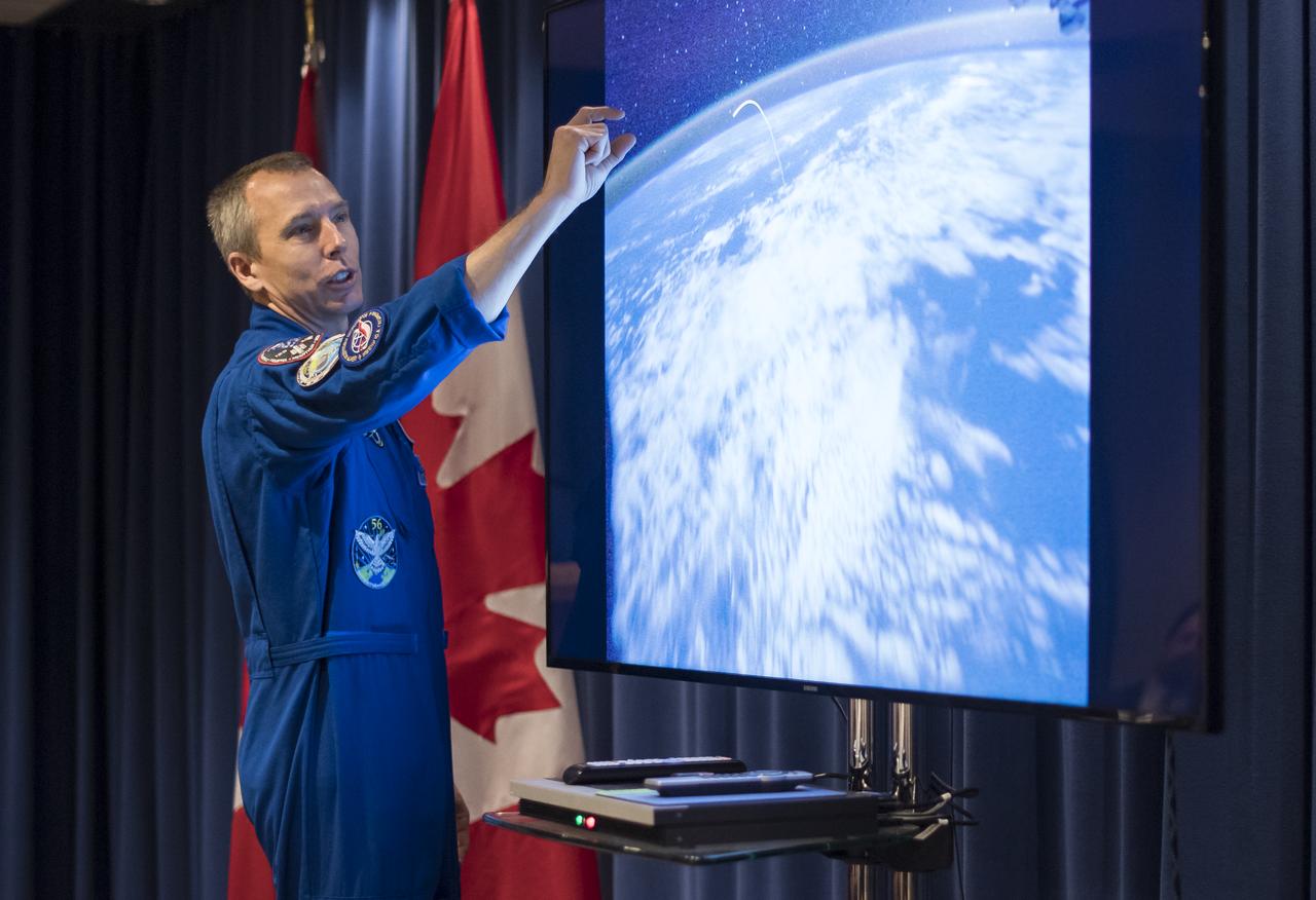 NASA astronaut Drew Feustel speaks about his experience on two shuttle missions, STS-125 and STS-134, as well as Expeditions 55 and 56 on the International Space Station, at the Embassy of Canada, Monday, May 6, 2019 in Washington. Photo Credit: (NASA/Aubrey Gemignani)