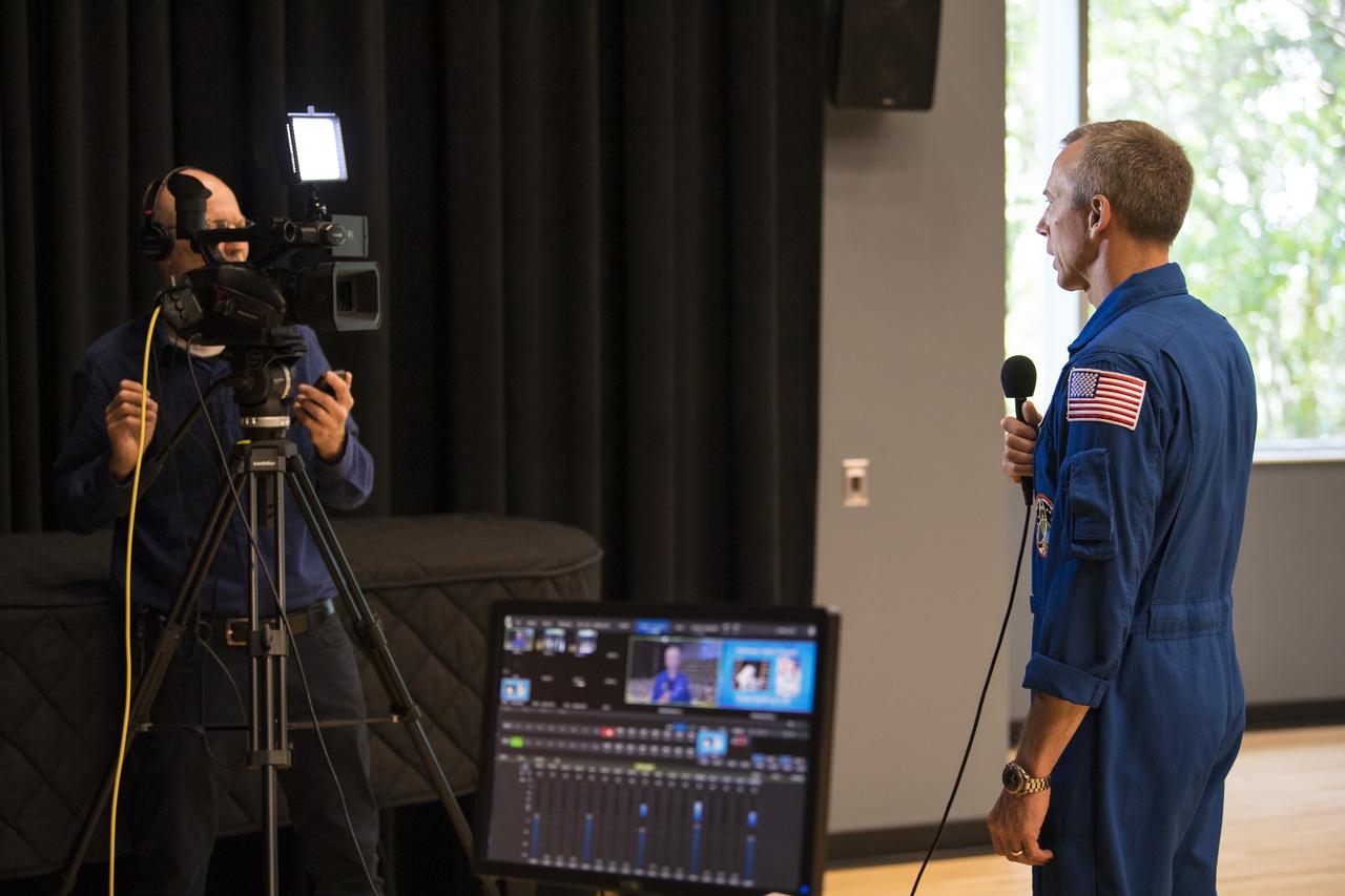 NASA astronaut Drew Feustel is interviewed about his community college experience and why he chose to be an astronaut at Northern Virginia Community College's Alexandria campus, Monday, May 6, 2019 in Virginia. Photo Credit: (NASA/Aubrey Gemignani)