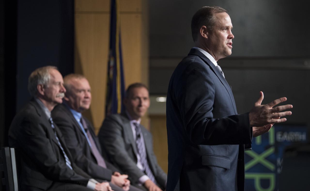 NASA Administrator Jim Bridenstine is seen during a NASA town hall on the amendment to the fiscal year 2020 budget request that supports the agency’s plan to land astronauts on the Moon by 2024, Tuesday, May 14, 2019 at NASA Headquarters in Washington, DC. Photo Credit: (NASA/Joel Kowsky)