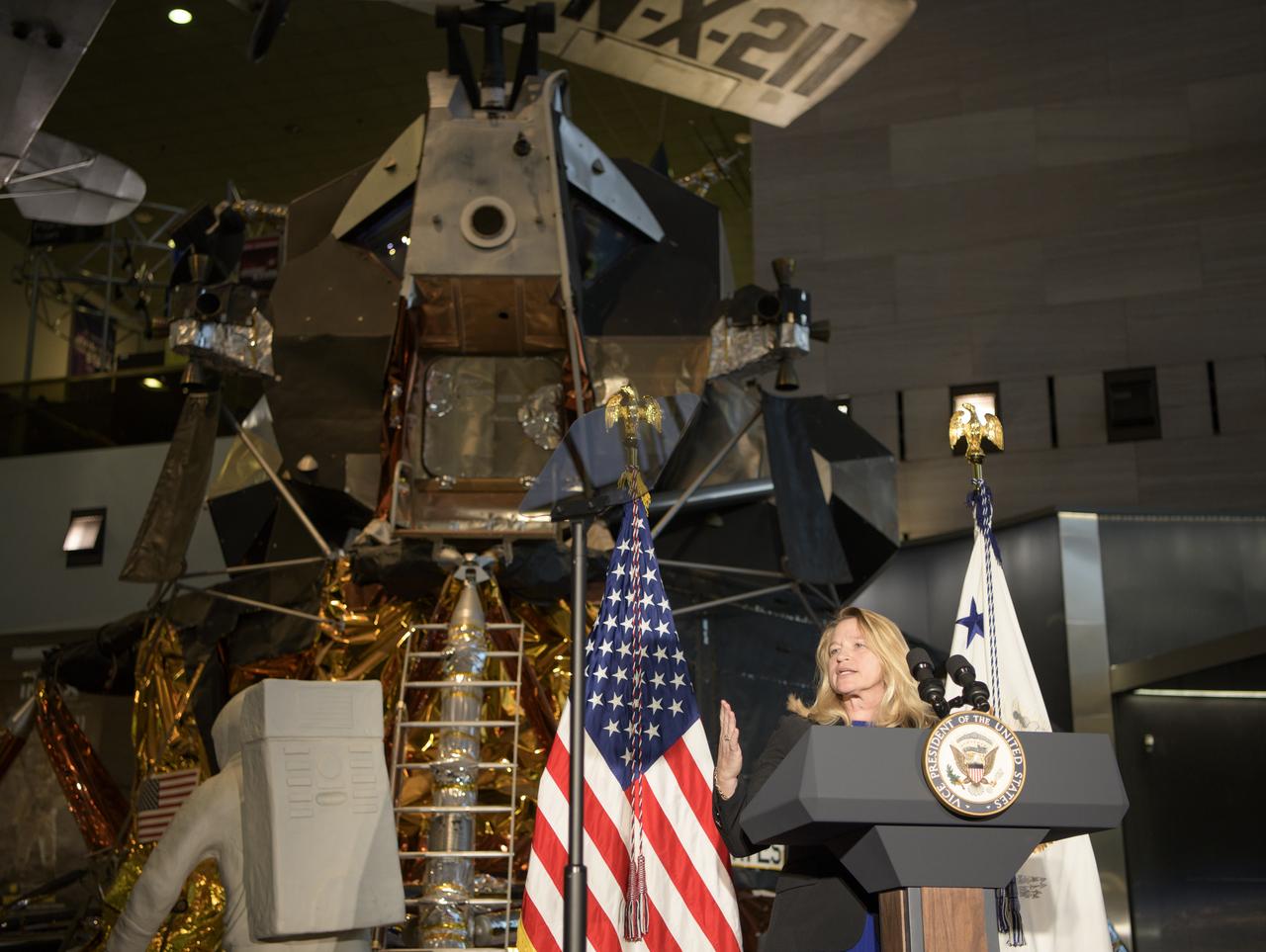 John and Adrienne Mars Director of the National Air and Space Museum Ellen Stofan gives opening remarks during the premiere of "Apollo 11: First Steps Edition", Tuesday, May 14, 2019 at the Smithsonian's National Air and Space Museum in Washington. Photo Credit: (NASA/Bill Ingalls)
