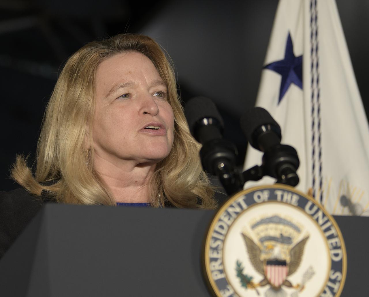 John and Adrienne Mars Director of the National Air and Space Museum Ellen Stofan gives opening remarks during the premiere of "Apollo 11: First Steps Edition", Tuesday, May 14, 2019 at the Smithsonian's National Air and Space Museum in Washington. Photo Credit: (NASA/Bill Ingalls)