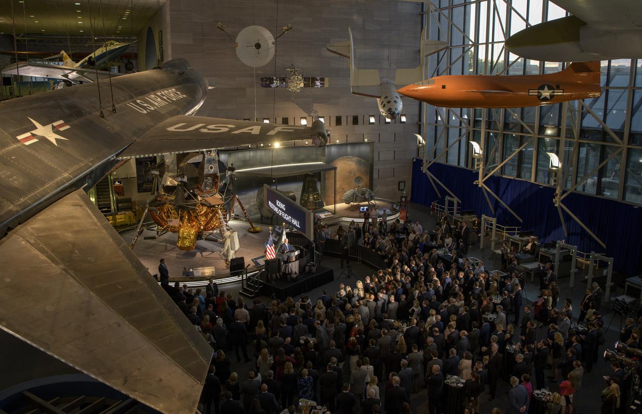 Vice President of the United States Mike Pence gives remarks at the premiere of the film "Apollo 11: First Steps Edition", Tuesday, May 14, 2019 at the Smithsonian's National Air and Space Museum in Washington. Photo Credit: (NASA/Bill Ingalls)