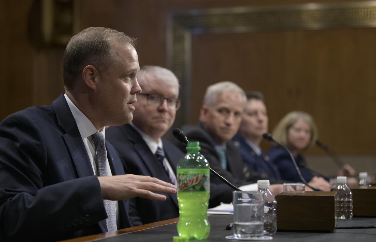 NASA Administrator Jim Bridenstine testifies before the Aviation and Space Subcommittee of the Senate Commerce, Science, and Transportation Committee during a hearing titled “The Emerging Space Environment: Operational, Technical, and Policy Challenges.”, Tuesday, May 14, 2019, at the Dirksen Senate Office Building in Washington. Photo Credit: (NASA/Bill Ingalls)