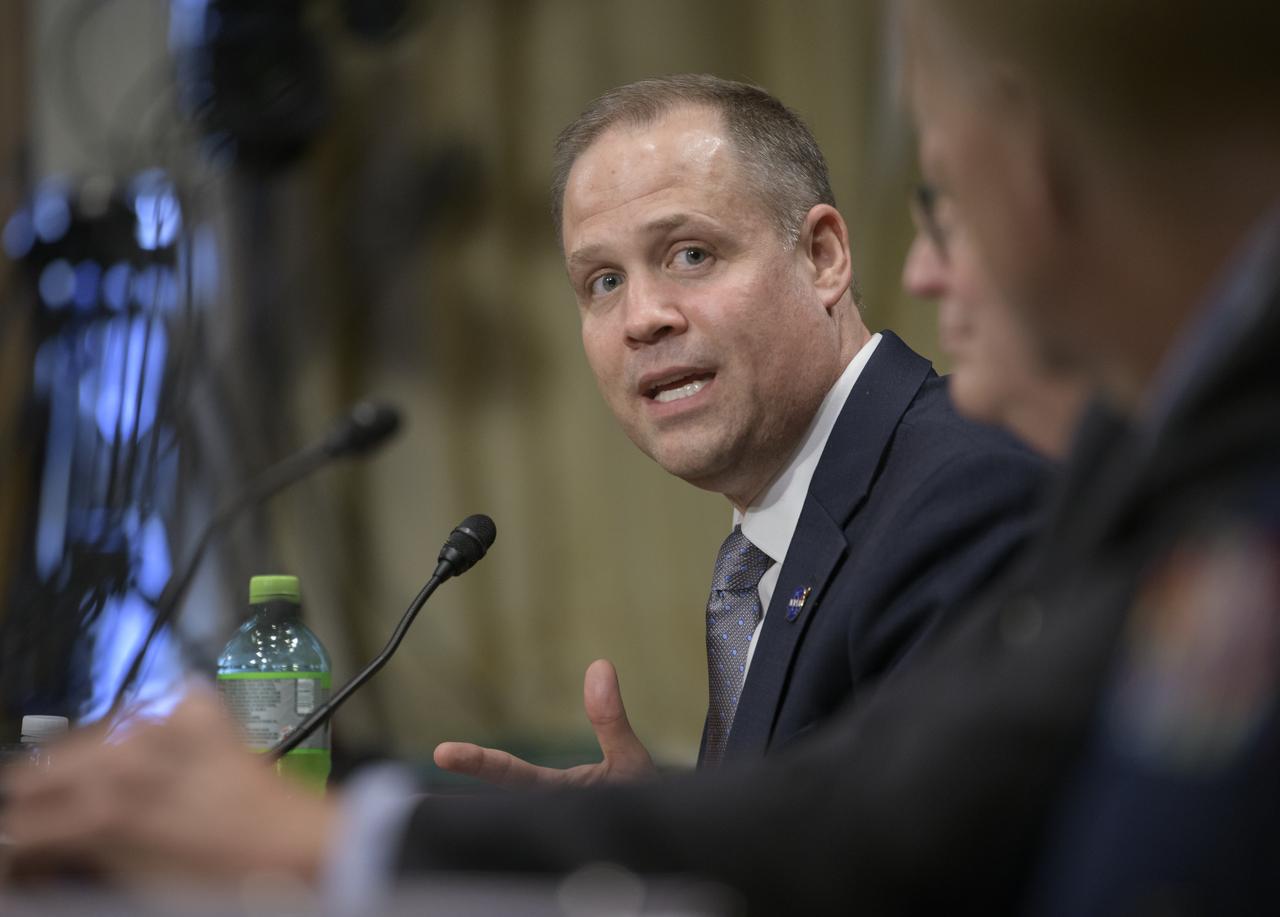 NASA Administrator Jim Bridenstine testifies before the Aviation and Space Subcommittee of the Senate Commerce, Science, and Transportation Committee during a hearing titled “The Emerging Space Environment: Operational, Technical, and Policy Challenges.”, Tuesday, May 14, 2019, at the Dirksen Senate Office Building in Washington. Photo Credit: (NASA/Bill Ingalls)