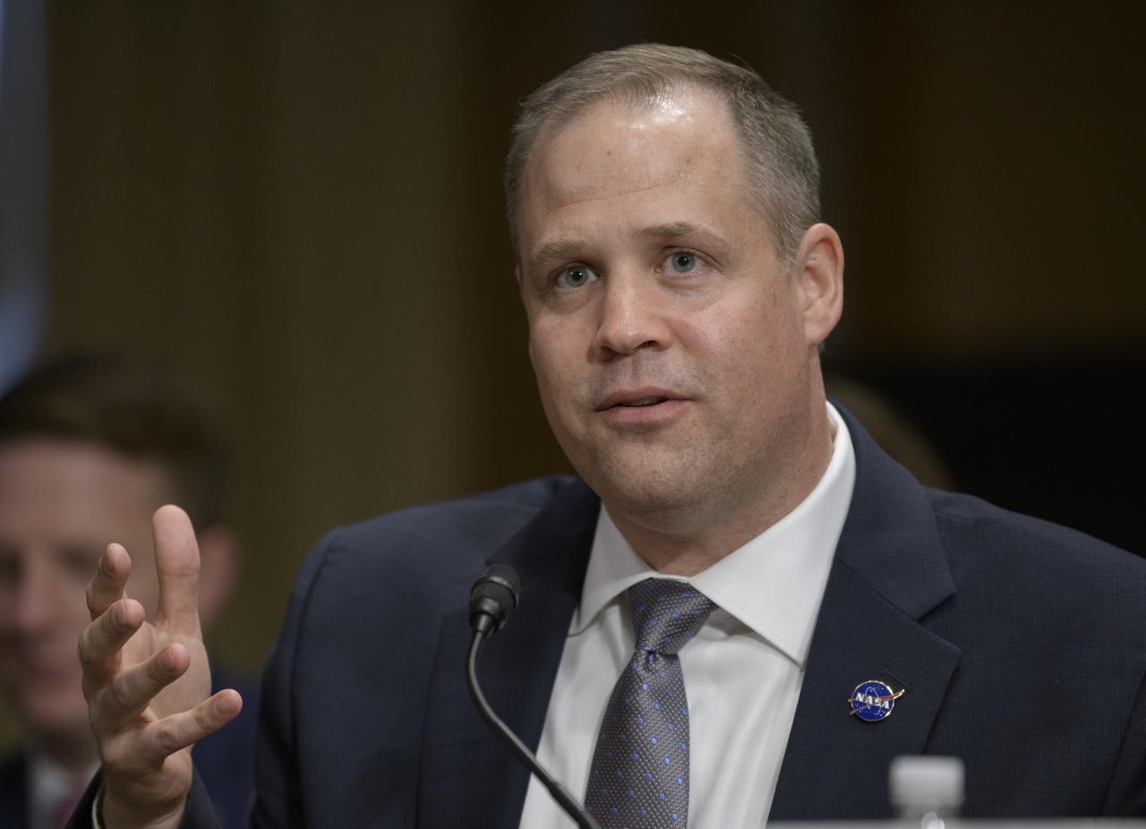 NASA Administrator Jim Bridenstine testifies before the Aviation and Space Subcommittee of the Senate Commerce, Science, and Transportation Committee during a hearing titled “The Emerging Space Environment: Operational, Technical, and Policy Challenges.”, Tuesday, May 14, 2019, at the Dirksen Senate Office Building in Washington. Photo Credit: (NASA/Bill Ingalls)