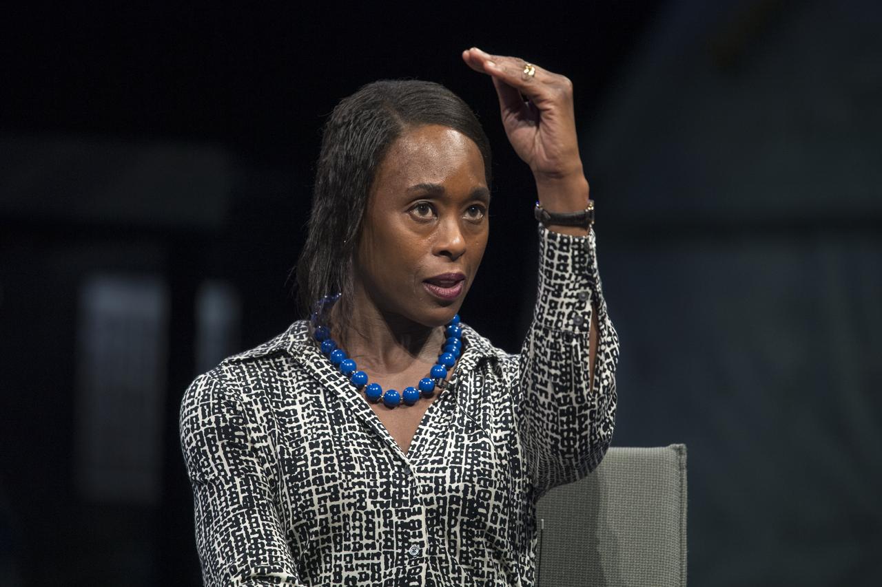 "Hidden Figures" author, Margot Lee Shetterly speaks during a "Hidden Figures" panel discussion with NASA human computer Christine Darden, and Marty Kelsey and Beth Wilson of STEM in 30, Wednesday, June 12, 2019 at the Smithsonian National Air and Space Museum in Washington. The panel discussion took place after a ceremony dedicating the 300 block of E Street SW as "Hidden Figures Way" to honor Katherine Johnson, Dorthy Vaughan, Mary Jackson and all of the women who have dedicated their lives to honorably serving their country, advancing equality, and contributing to the space program of the United States. Photo Credit: (NASA/Aubrey Gemignani)