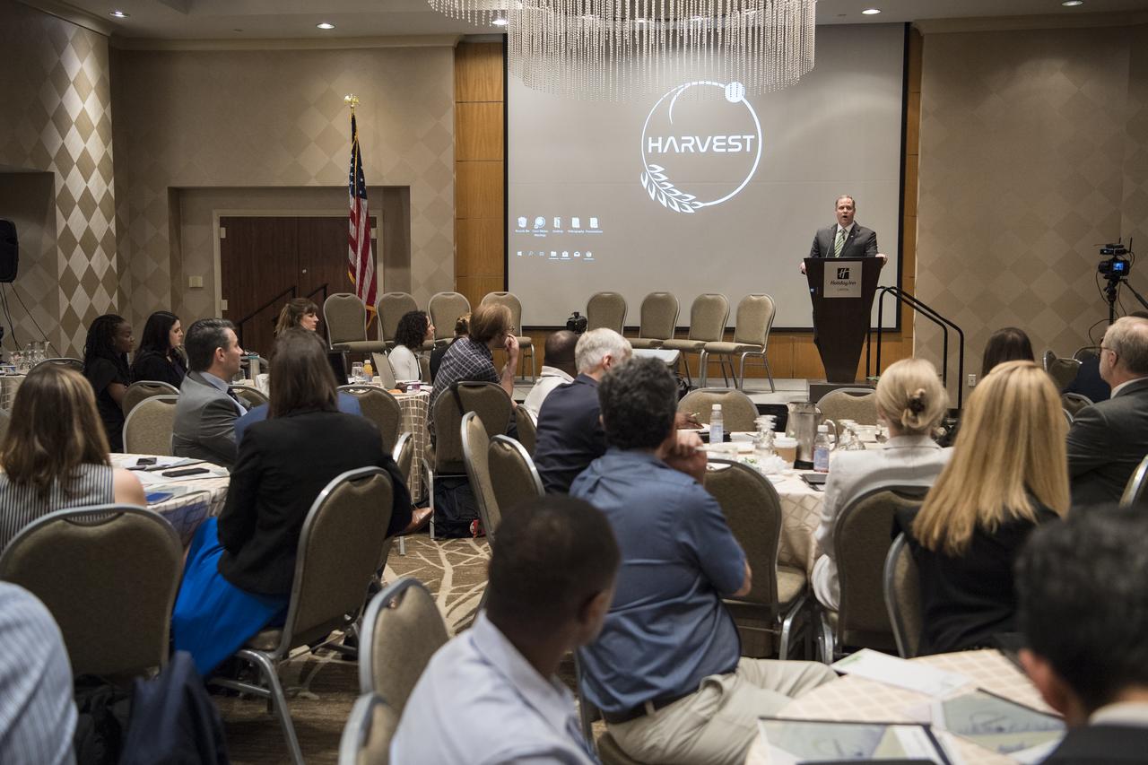 NASA Administrator Jim Bridenstine gives keynote remarks at the Harvest Outreach and Stakeholder Interaction Day, Tuesday, June 25, 2019, at the Holiday Inn in Washington. Photo credit: (NASA/Aubrey Gemignani)