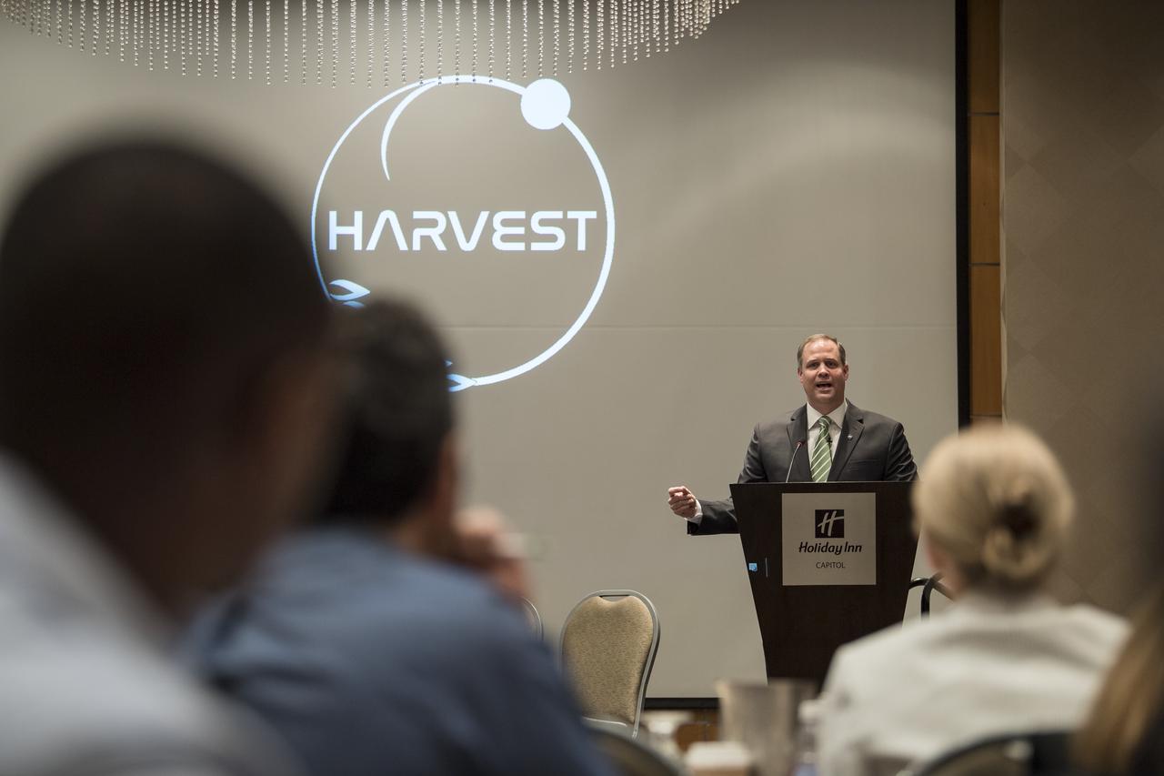 NASA Administrator Jim Bridenstine gives keynote remarks at the Harvest Outreach and Stakeholder Interaction Day, Tuesday, June 25, 2019, at the Holiday Inn in Washington. Photo credit: (NASA/Aubrey Gemignani)