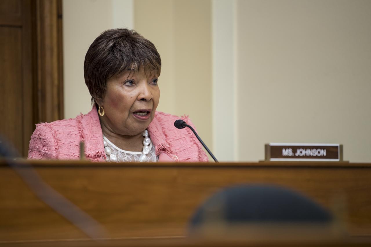 U.S. Representative Eddie Johnson, D-Texas, asks a question during a Space and Aeronautics Subcommittee of the House Science, Space, and Technology Committee hearing titled, “A Review of NASA’s Plans for the International Space Station and Future Activities in Low Earth Orbit," Wednesday, July 10, 2019 at the Rayburn House Office Building in Washington. Photo Credit: (NASA/Aubrey Gemignani)