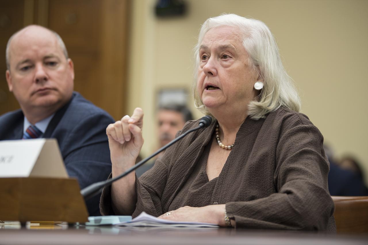 University of Mississippi Professor Emerita and Editor in Chief of the Journal of Space Law, Joanne Gabrynowicz, testifies during a Space and Aeronautics Subcommittee of the House Science, Space, and Technology Committee hearing titled, “A Review of NASA’s Plans for the International Space Station and Future Activities in Low Earth Orbit," Wednesday, July 10, 2019 at the Rayburn House Office Building in Washington. Photo Credit: (NASA/Aubrey Gemignani)