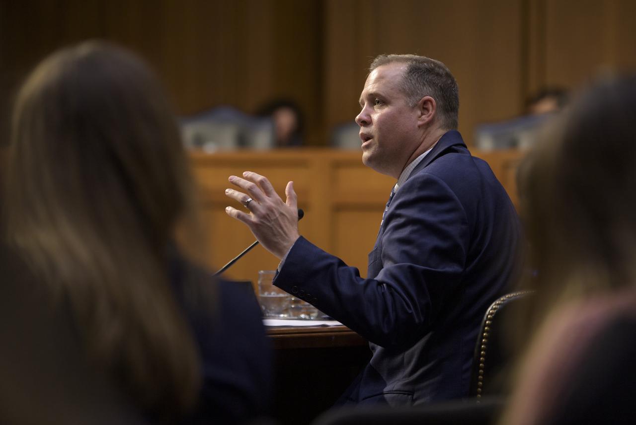 NASA Administrator Jim Bridenstine testifies before the Senate Committee on Commerce, Science, and Transportation during a hearing titled, “Moon to Mars: NASA’s Plans for Deep Space Exploration,” Wednesday, July 17, 2019, at the Hart Senate Office Building in Washington. Photo Credit: (NASA/Bill Ingalls)