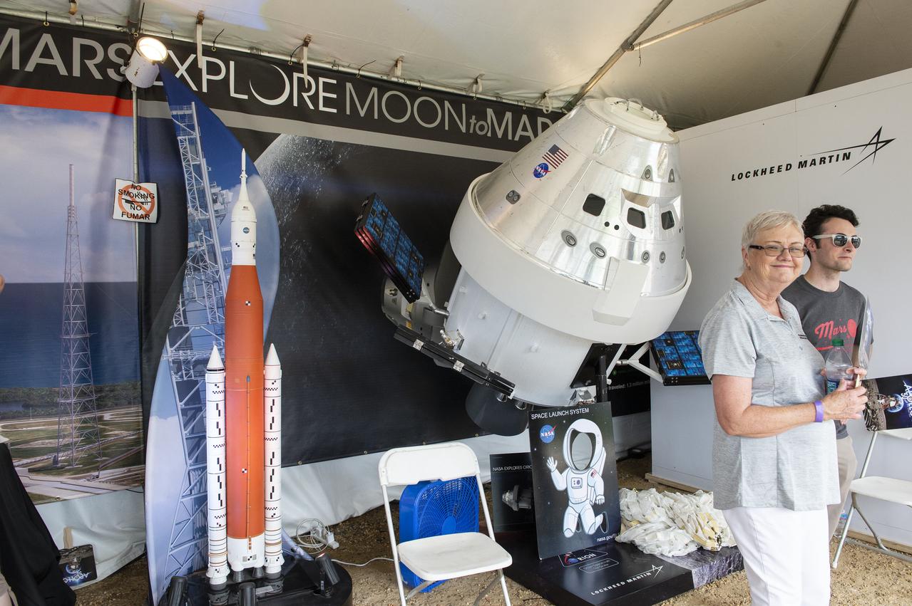 The Moon to Mars exhibit is seen at the Apollo 11 50th Anniversary celebration on the National Mall, Thursday, July 18, 2019 in Washington. Apollo 11 was the first mission to land astronauts on the Moon and launched on July 16, 1969 with astronauts Neil Armstrong, Michael Collins, and Buzz Aldrin. Photo Credit: (NASA/Connie Moore)
