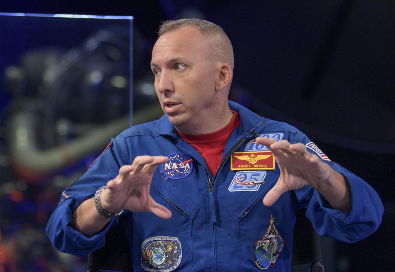NASA astronaut Randy Bresnik is interviewed during “NASA’s Giant Leaps: Past and Future," a live television program on Friday, July 19, 2019 from the Smithsonian National Air and Space Museum in Washington. NASA and the world are recognizing the 50th anniversary of Apollo 11, in which astronauts Neil Armstrong, Michael Collins, and Buzz Aldrin crewed the first mission to land astronauts on the Moon. Photo Credit: (NASA/Bill Ingalls)