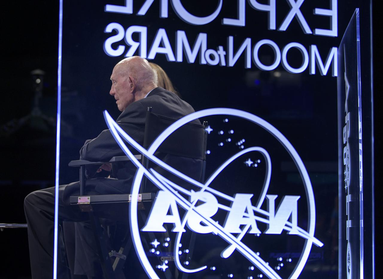 Apollo 10 astronaut General Thomas Stafford talks about his mission during “NASA’s Giant Leaps: Past and Future," a live television program on Friday, July 19, 2019 from the Smithsonian National Air and Space Museum in Washington. NASA and the world are recognizing the 50th anniversary of Apollo 11, in which astronauts Neil Armstrong, Michael Collins, and Buzz Aldrin crewed the first mission to land astronauts on the Moon. Photo Credit: (NASA/Bill Ingalls)