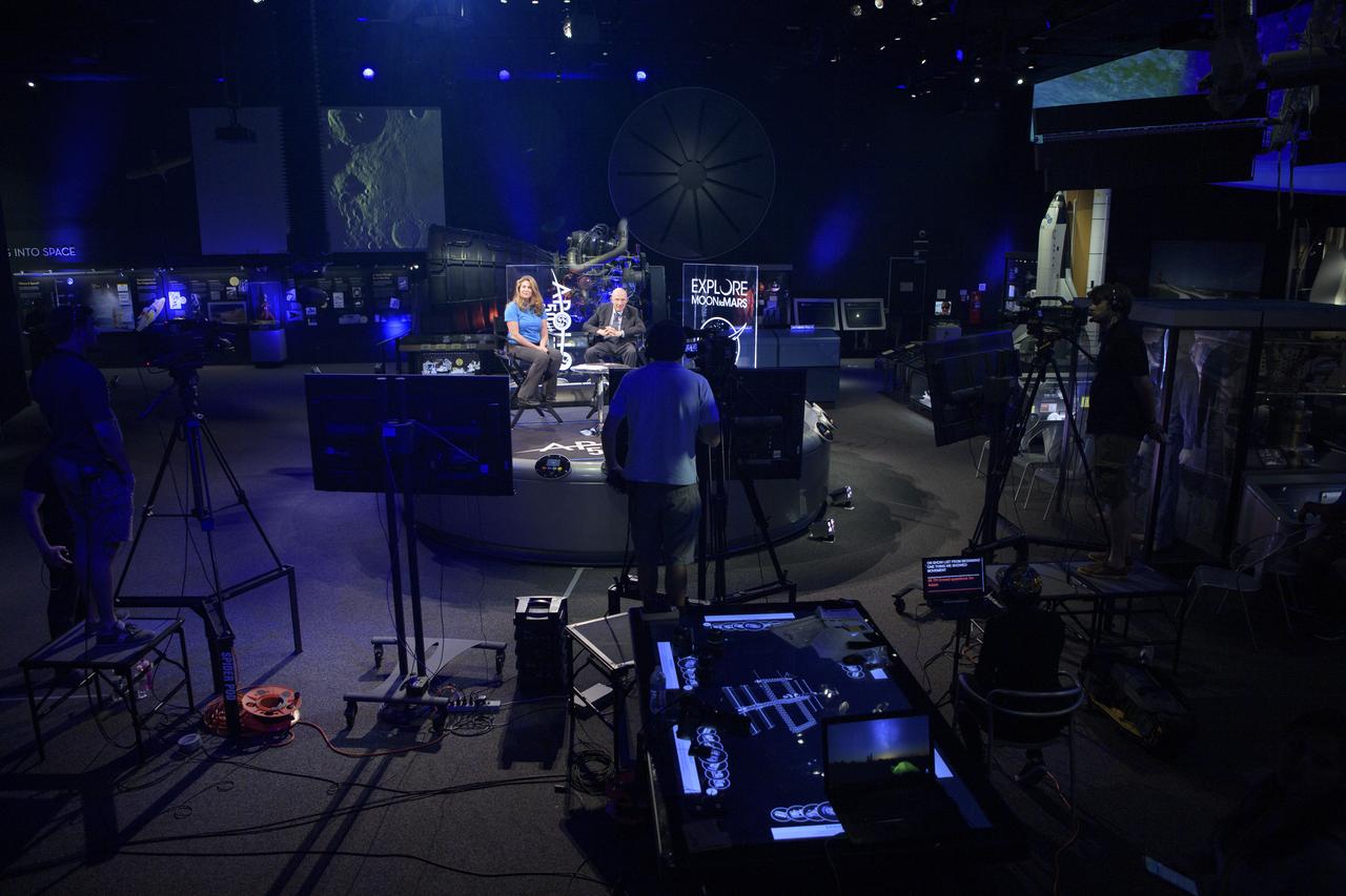 NASA Public Affairs Officer for Heliophysics Karen Fox interviews Apollo 10 astronaut General Thomas Stafford during “NASA’s Giant Leaps: Past and Future," a live television program on Friday, July 19, 2019 from the Smithsonian National Air and Space Museum in Washington. NASA and the world are recognizing the 50th anniversary of Apollo 11, in which astronauts Neil Armstrong, Michael Collins, and Buzz Aldrin crewed the first mission to land astronauts on the Moon. Photo Credit: (NASA/Bill Ingalls)