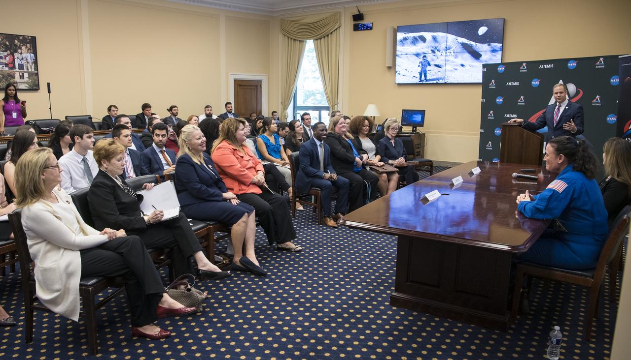 NASA Administrator Jim Bridenstine provides remarks at a bipartisan Congressional Caucus for Women’s Issues briefing on NASA’s Artemis lunar exploration program, Wednesday, September 11, 2019 at the Rayburn House Office Building in Washington. Photo Credit: (NASA/Aubrey Gemignani)