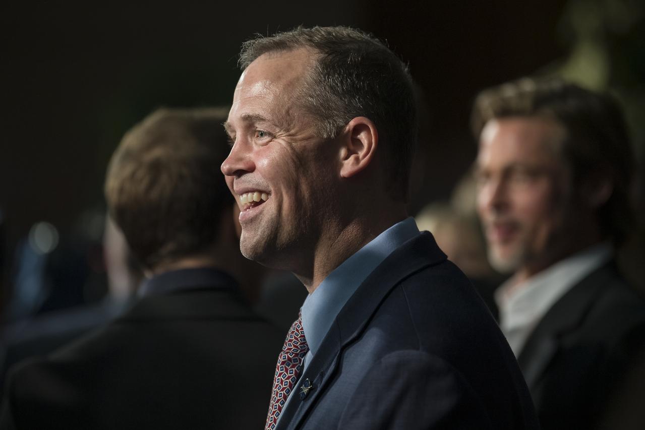 NASA Administrator Jim Bridenstine, arrives on the red carpet at a screening of the film "Ad Astra" at National Geographic Society, Monday, September 16, 2019 in Washington. The film stars Tommy Lee Jones, Brad Pitt, Ruth Negga, Liv Tyler, and Donald Sutherland. Pitt stars as astronaut Roy McBride who travels deep into the solar system in hopes of solving a mystery that threatens life on Earth. Photo Credit: (NASA/Aubrey Gemignani)
