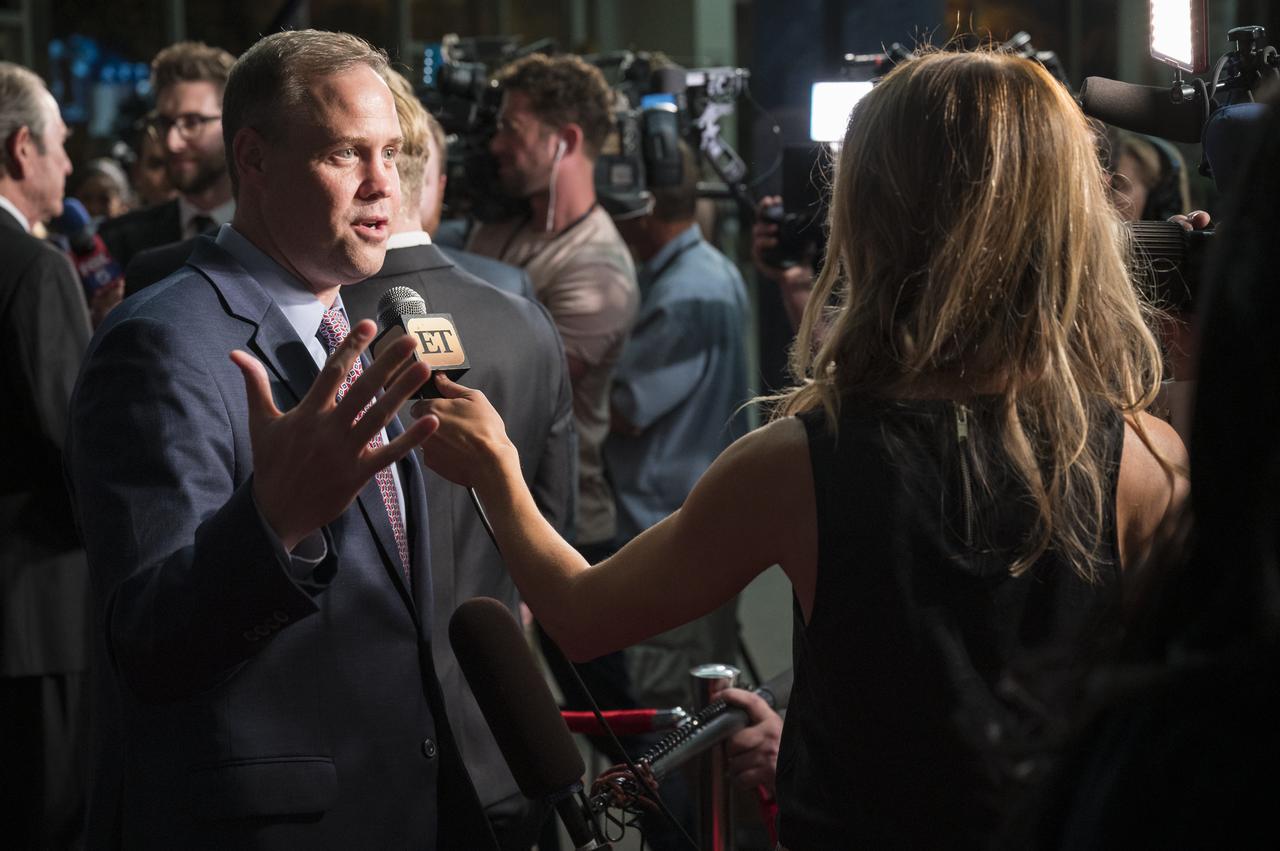 NASA Administrator Jim Bridenstine is interviewed by Entertainment Tonight after arriving on the red carpet for a screening of the film "Ad Astra" at National Geographic Society, Monday, September 16, 2019 in Washington. The film stars Pitt, Tommy Lee Jones, Ruth Negga, Liv Tyler, and Donald Sutherland. Pitt stars as astronaut Roy McBride who travels deep into the solar system in hopes of solving a mystery that threatens life on Earth. Photo Credit: (NASA/Aubrey Gemignani)