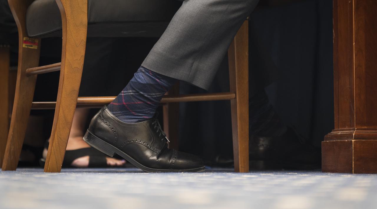 Acting NASA Associate Administrator for Human Exploration and Operations, Ken Bowersox, shoes are seen during a Space and Aeronautics Subcommittee of the House Science, Space, and Technology Committee hearing titled, “Developing Core Capabilities for Deep Space Exploration: An Update on NASA's SLS, Orion, and Exploration Ground Systems," Wednesday, September 18, 2019 at the Rayburn House Office Building in Washington. Photo Credit: (NASA/Aubrey Gemignani)