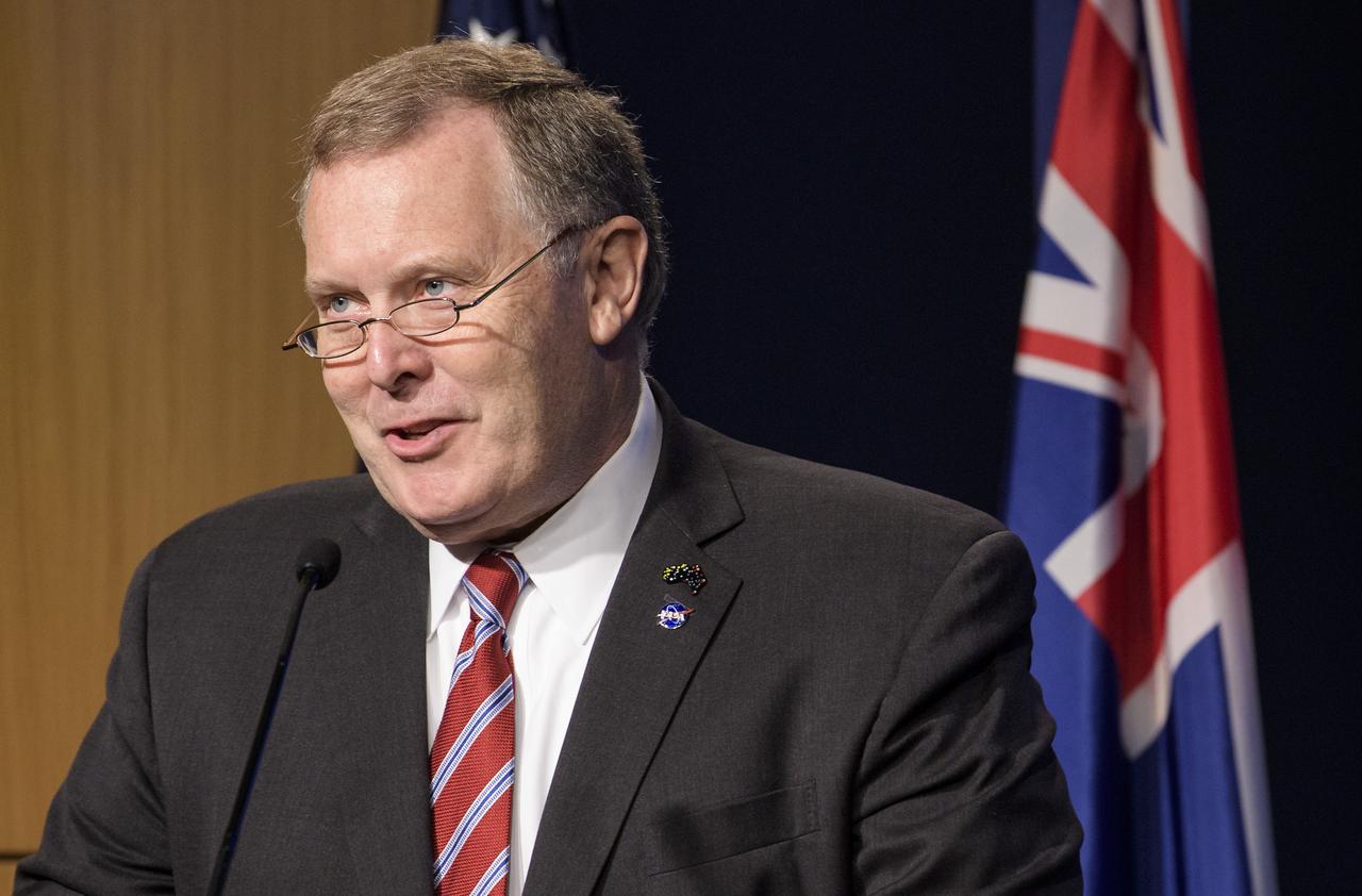 NASA Deputy Administrator Jim Morhard delivers remarks prior the signing of a letter of intent between NASA and the Australian Space Agency, Saturday, Sept. 21, 2019 at NASA Headquarters in Washington. NASA and the Australian Space Agency will build on over 60 years of collaboration in space exploration between the two countries and commit to expanding cooperation. Photo Credit: (NASA/Joel Kowsky)