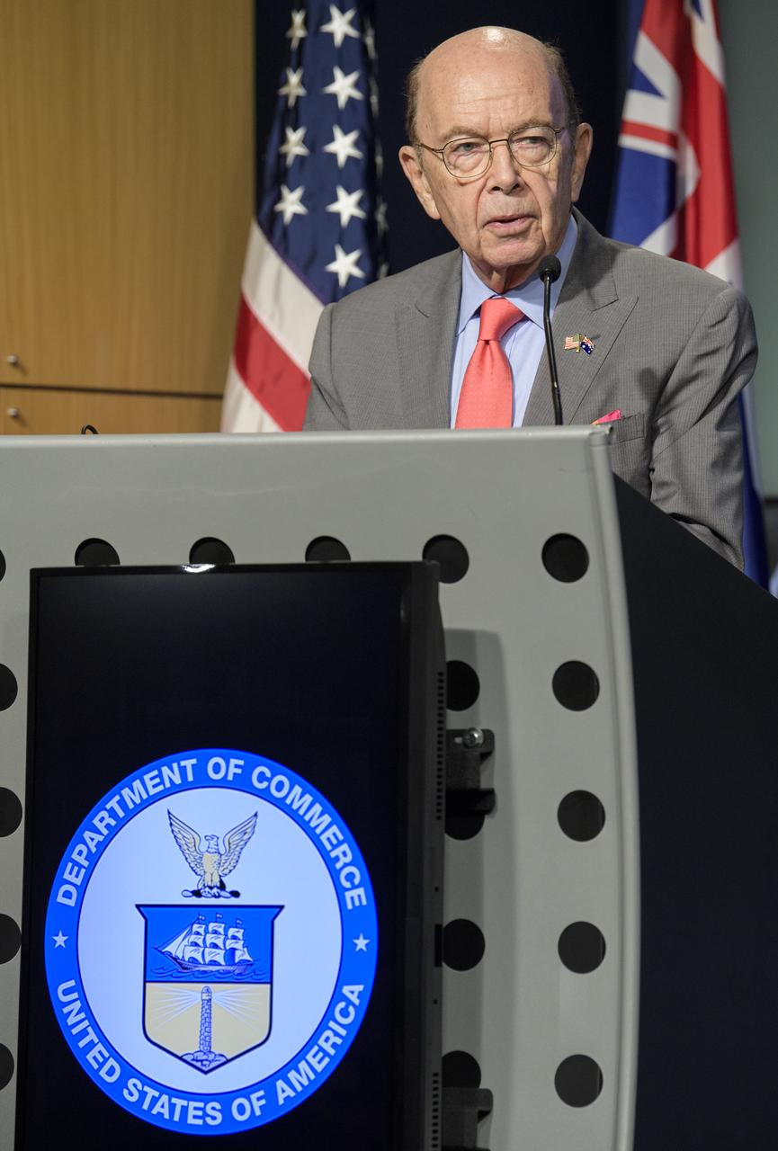 U.S. Secretary of Commerce Wilbur Ross delivers remarks prior the signing of a letter of intent between NASA and the Australian Space Agency, Saturday, Sept. 21, 2019 at NASA Headquarters in Washington. NASA and the Australian Space Agency will build on over 60 years of collaboration in space exploration between the two countries and commit to expanding cooperation. Photo Credit: (NASA/Joel Kowsky)