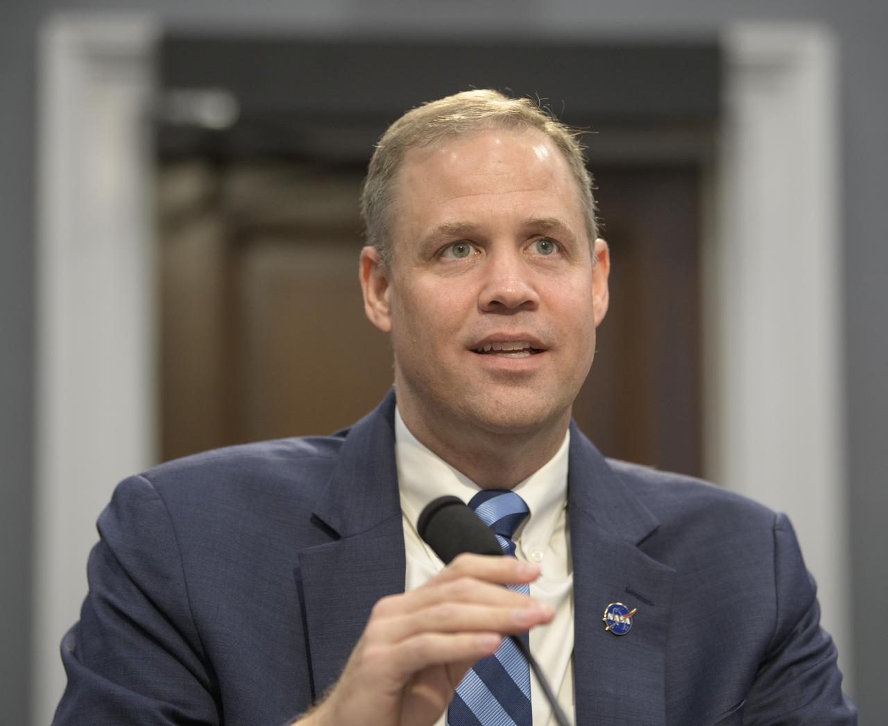 NASA Administrator Jim Bridenstine testifies during a House subcommittee on Commerce, Justice, Science, and Related Agencies hearing titled “NASA’s Proposal to Advance the Next Moon Landing by Four Years”, Wednesday, Oct. 16, 2019, Rayburn House Office Building in Washington. Photo Credit: (NASA/Bill Ingalls)
