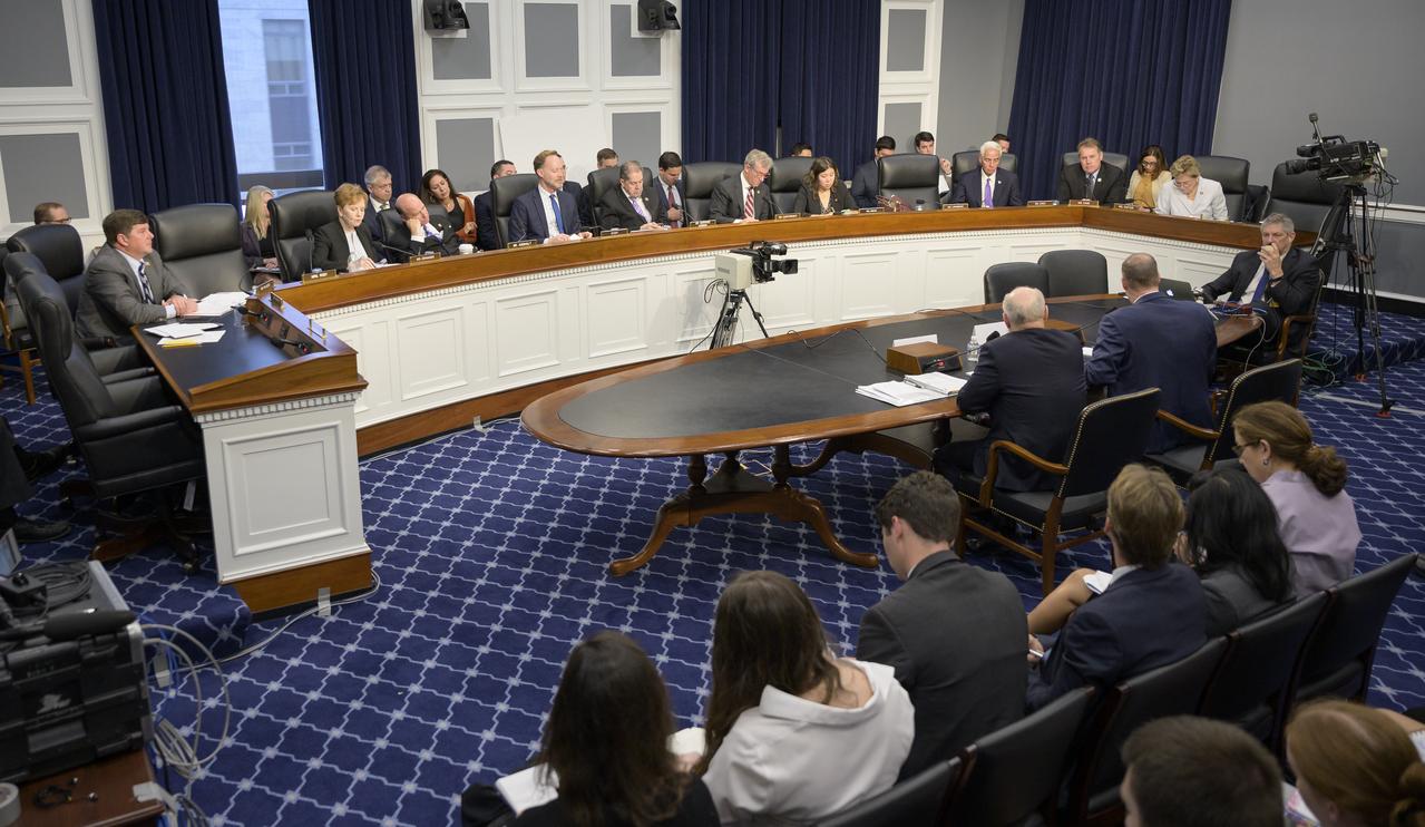 NASA Administrator Jim Bridenstine and NASA acting Associate Administrator for Human Exploration and Operations Ken Bowersox testify during a House subcommittee on Commerce, Justice, Science, and Related Agencies hearing titled “NASA’s Proposal to Advance the Next Moon Landing by Four Years”, Wednesday, Oct. 16, 2019, Rayburn House Office Building in Washington. Photo Credit: (NASA/Bill Ingalls)