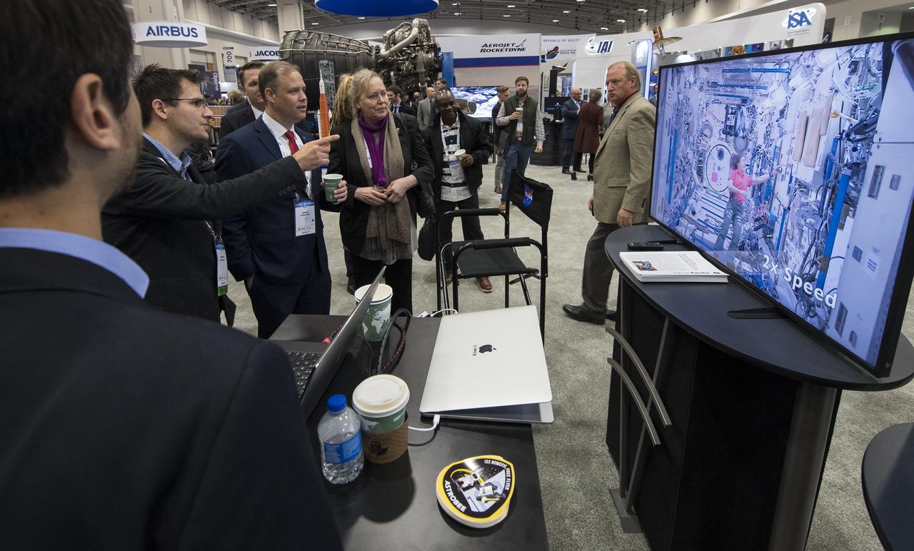 NASA Administrator Jim Bridenstine is seen as he tours the exhibit hall at the 70th International Astronautical Congress, Monday, Oct. 21, 2019 at the Walter E. Washington Convention Center in Washington. Photo Credit: (NASA/Bill Ingalls)
