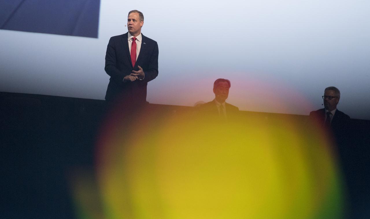 NASA Administrator Jim Bridenstine speaks during the Heads of Agency Plenary of the 70th International Astronautical Congress, Monday, Oct. 21, 2019 at the Walter E. Washington Convention Center in Washington. Photo Credit: (NASA/Joel Kowsky)