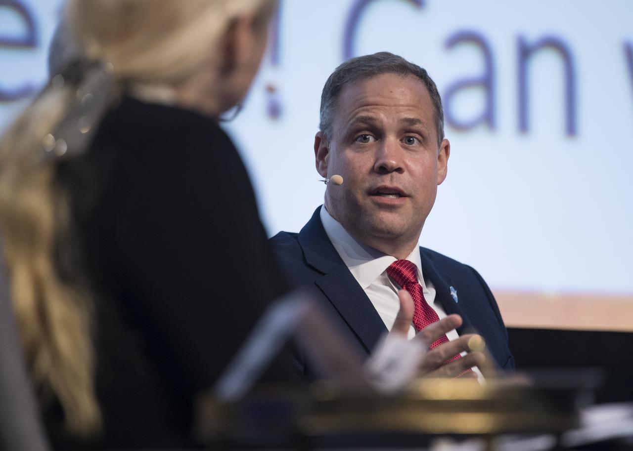 NASA Administrator Jim Bridenstine answers a question during the Heads of Agency Plenary of the 70th International Astronautical Congress, Monday, Oct. 21, 2019 at the Walter E. Washington Convention Center in Washington. Photo Credit: (NASA/Bill Ingalls)