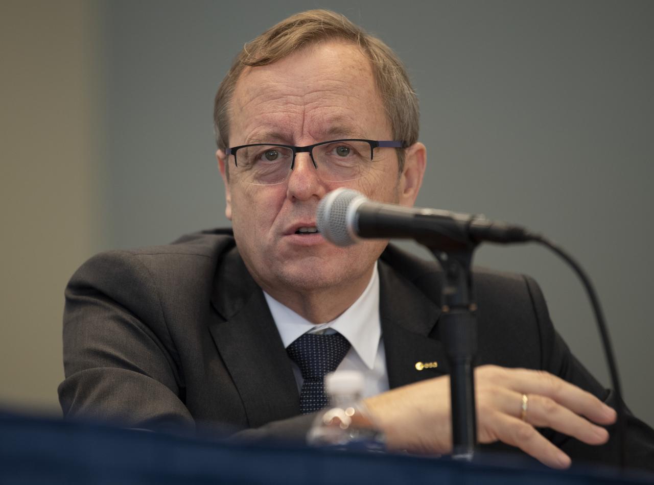 Johann-Dietrich Woerner, Director General of the ESA (European Space Agency), during the Heads of Agency press conference at the 70th International Astronautical Congress, Monday, Oct. 21, 2019 at the Walter E. Washington Convention Center in Washington. Photo Credit: (NASA/Bill Ingalls)