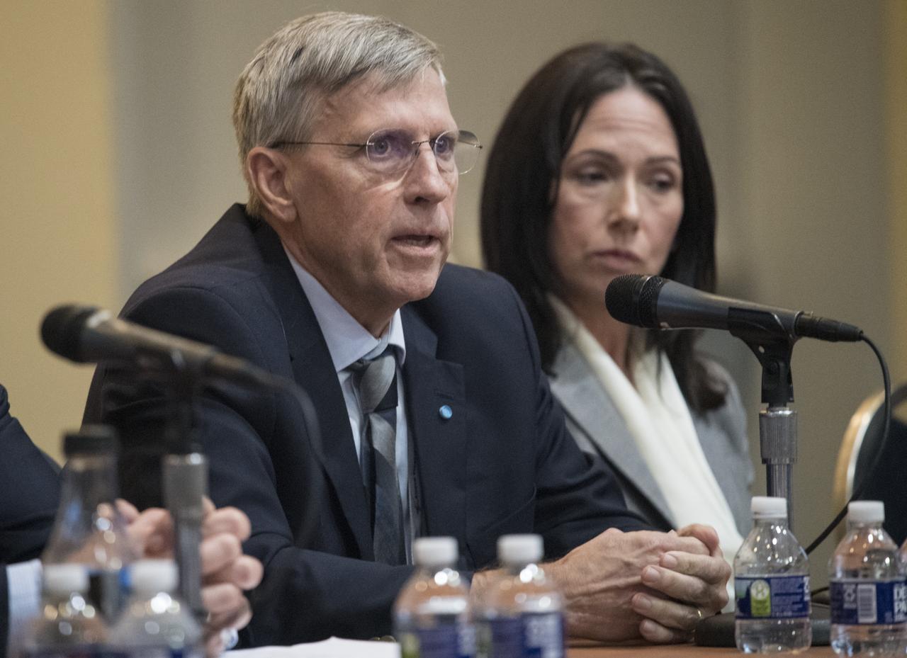William Paloski, Director of NASA’s Human Research Program, is seen during a discussion titled “ISS-Moon-Mars: Using Spaceflight Platforms to Study and Simulate Future Missions” during the the 70th International Astronautical Congress, Monday, Oct. 21, 2019 at the Walter E. Washington Convention Center in Washington. Photo Credit: (NASA/Joel Kowsky)