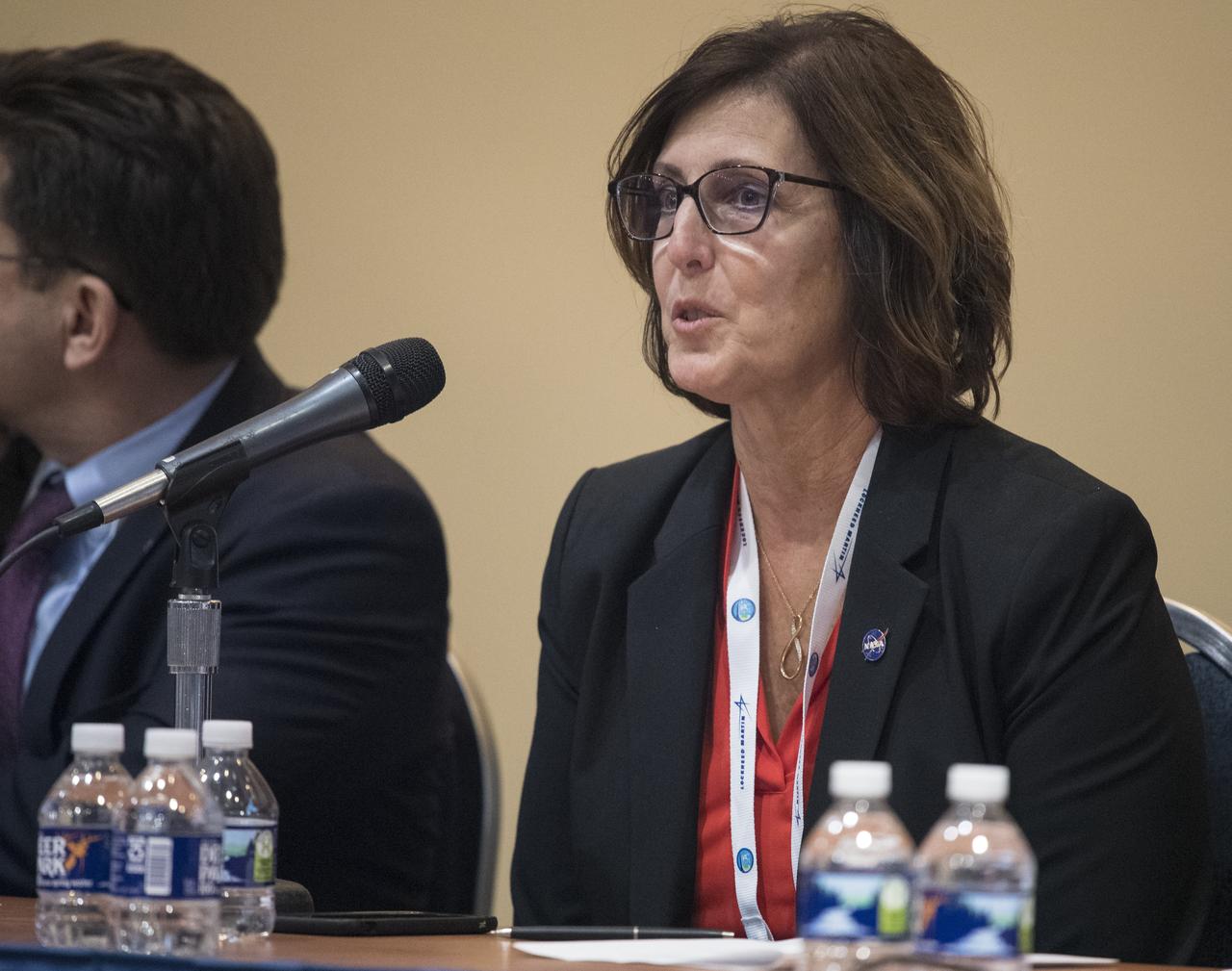 Robyn Gatens, Deputy Director of NASA’s International Space Station Program, during a discussion titled “ISS-Moon-Mars: Using Spaceflight Platforms to Study and Simulate Future Missions” during the 70th International Astronautical Congress, Monday, Oct. 21, 2019 at the Walter E. Washington Convention Center in Washington. Photo Credit: (NASA/Joel Kowsky)