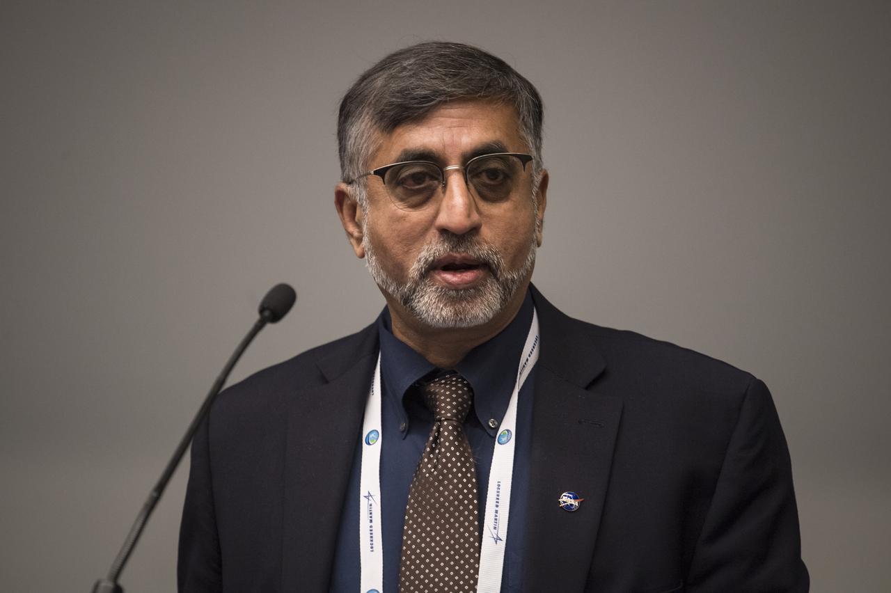 Ethiraj Venkatapathy, Senior Technologist for the Entry System Technologies at NASA’s Ames Research Center, is seen during the Paolo Santini Memorial Lecture: Ablators from Apollo to Future Missions to Moon, Mars, and Beyond at the 70th International Astronautical Congress, Wednesday, Oct. 23, 2019 at the Walter E. Washington Convention Center in Washington. Photo Credit: (NASA/Aubrey Gemignani)