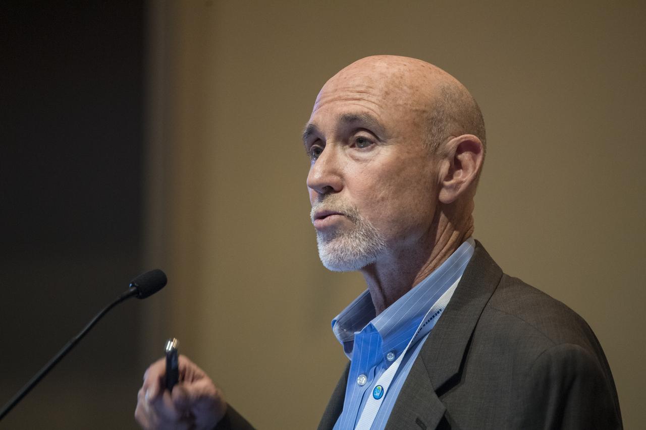 Brian Muirhead, Pre-project Manager of Mars Sample Return at NASA’s Jet Propulsion Laboratory is seen during a keynote titled “Mars Sample Return Mission Concept Status” at the 70th International Astronautical Congress, Wednesday, Oct. 23, 2019 at the Walter E. Washington Convention Center in Washington. Photo Credit: (NASA/Aubrey Gemignani)