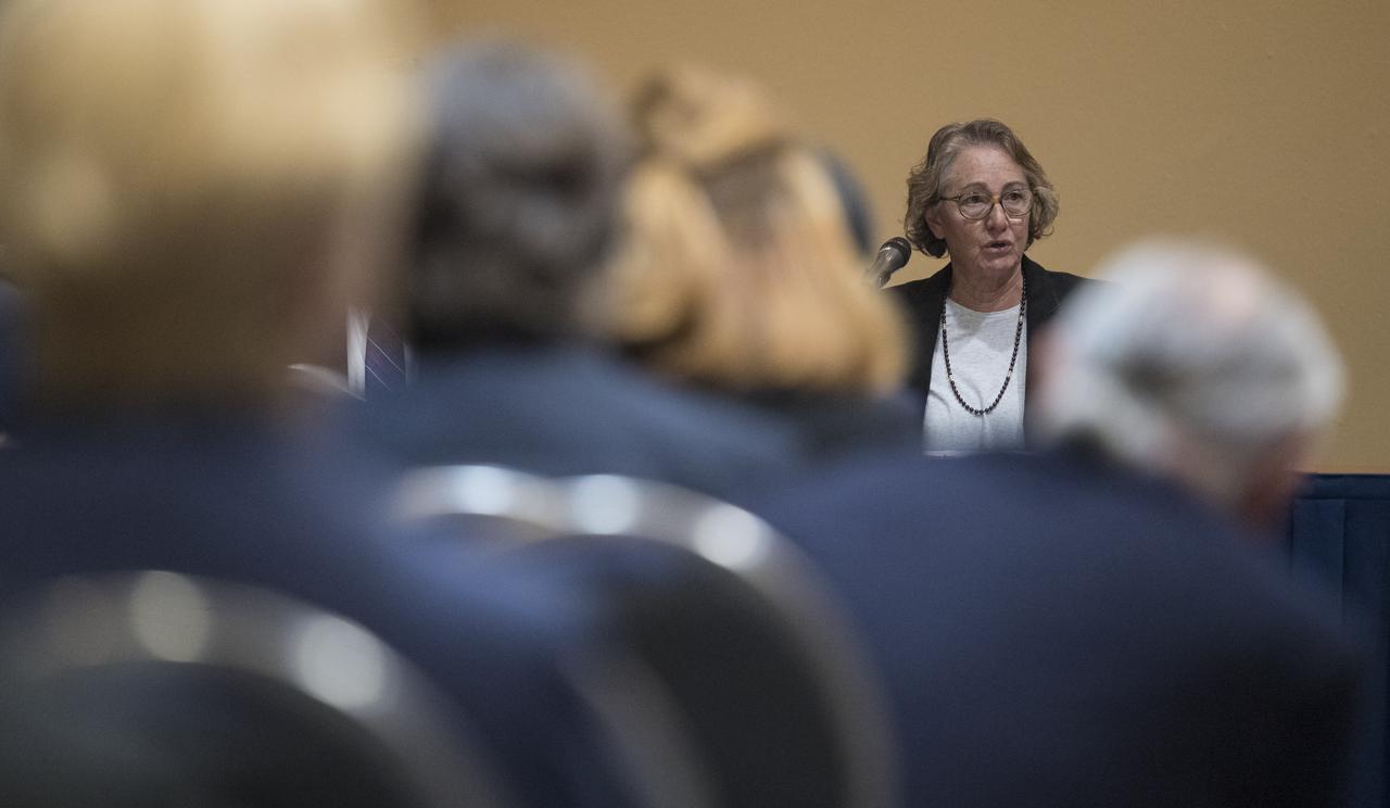 Lisa Pratt, NASA's Planetary Protection Officer, answers a question from the audience during a special session titled “Planetary Protection for the Future: Science, Exploration, and Commerce” at the 70th International Astronautical Congress, Thursday, Oct. 24, 2019, at the Walter E. Washington Convention Center in Washington. Photo Credit: (NASA/Joel Kowsky)