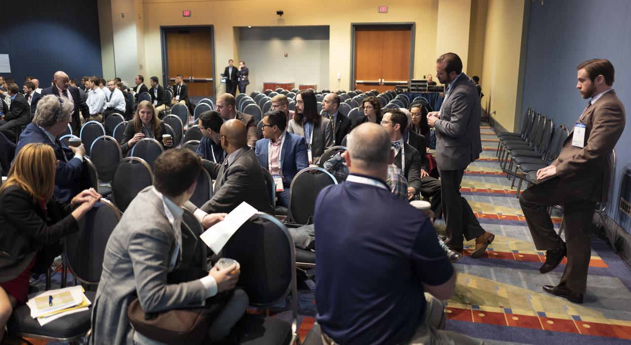 Audience members participate in a special session titled ”The Immortal Spaceship: A Discussion on the Use Cases and Value of Persistent Platforms” at the 70th International Astronautical Congress, Thursday, Oct. 24, 2019, at the Walter E. Washington Convention Center in Washington. Photo Credit: (NASA/Joel Kowsky)